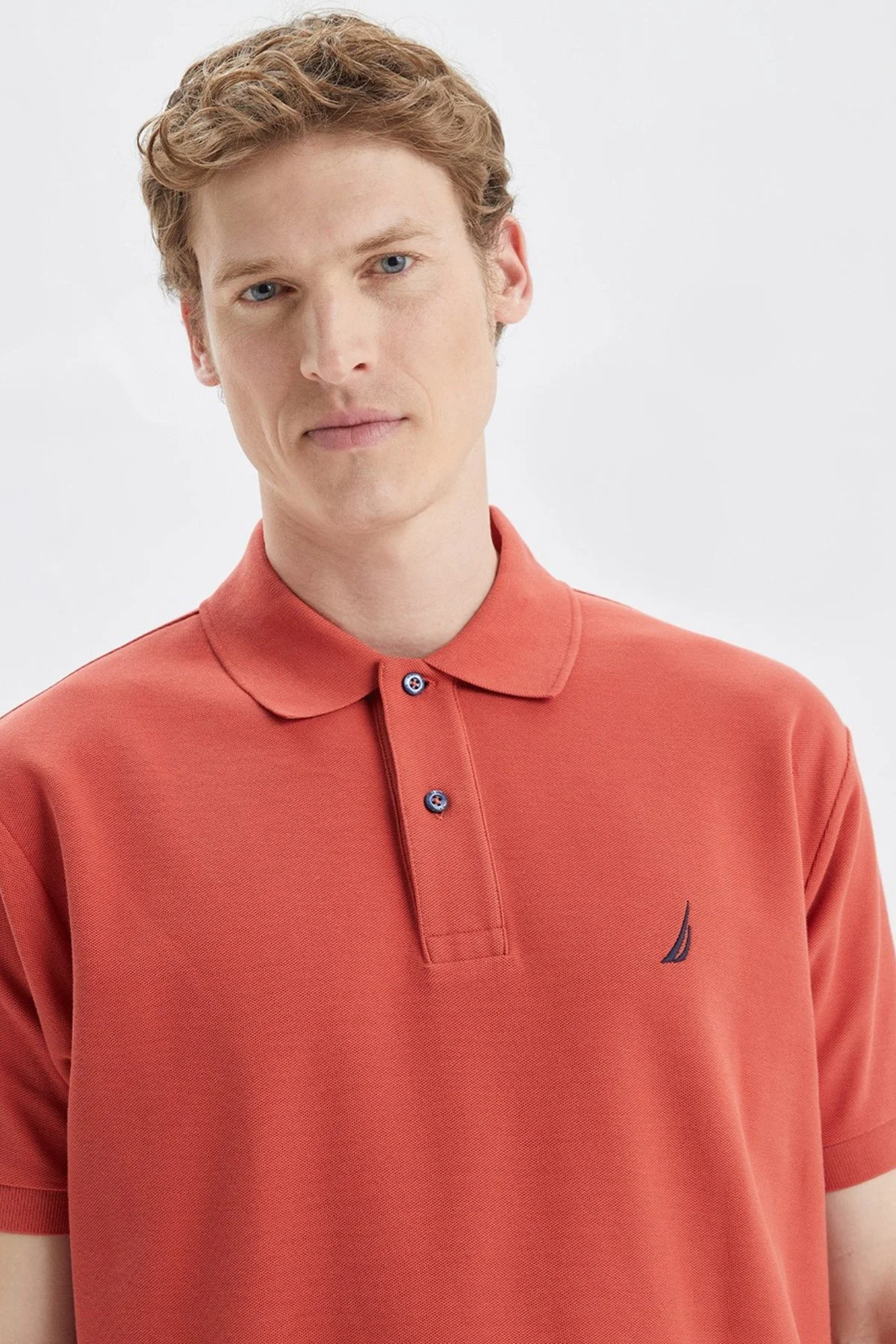 Nautica Classic Fit % 100 Pamuk Düğmeli Erkek Polo T Shirt K35000T 6XP KİREMİT - 2