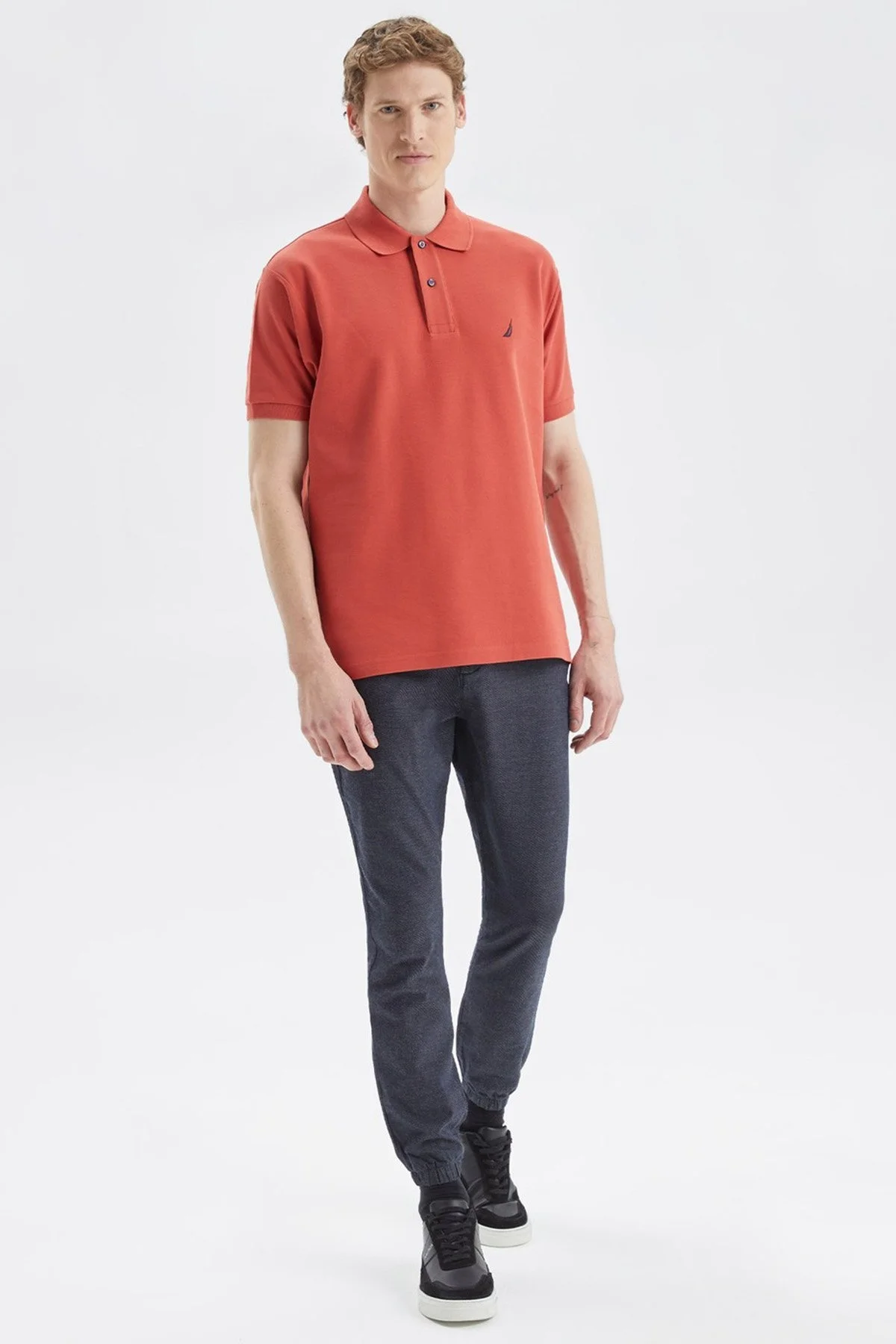 Nautica Classic Fit % 100 Pamuk Düğmeli Erkek Polo T Shirt K35000T 6XP KİREMİT - 3