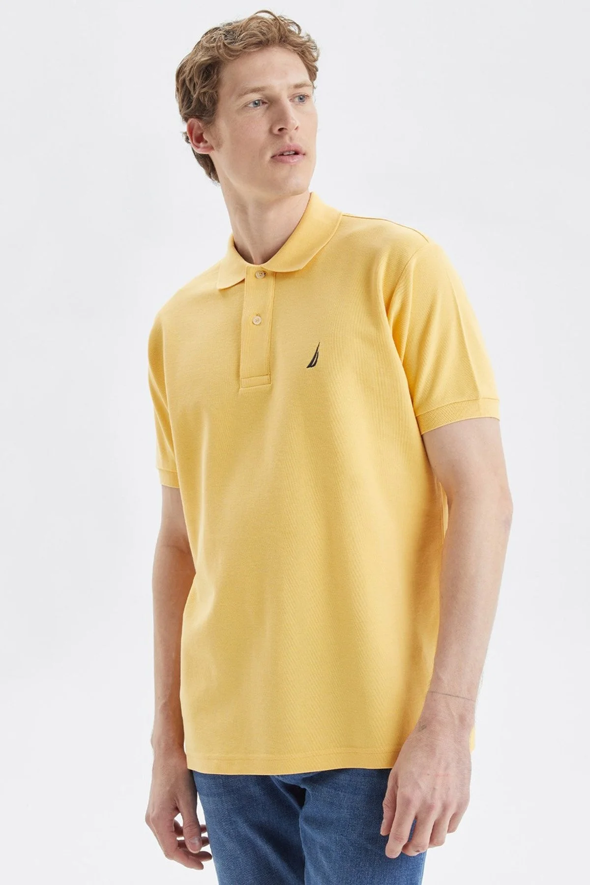Nautica Classic Fit % 100 Pamuk Düğmeli Erkek Polo T Shirt K35000T 7MF SARI - 5