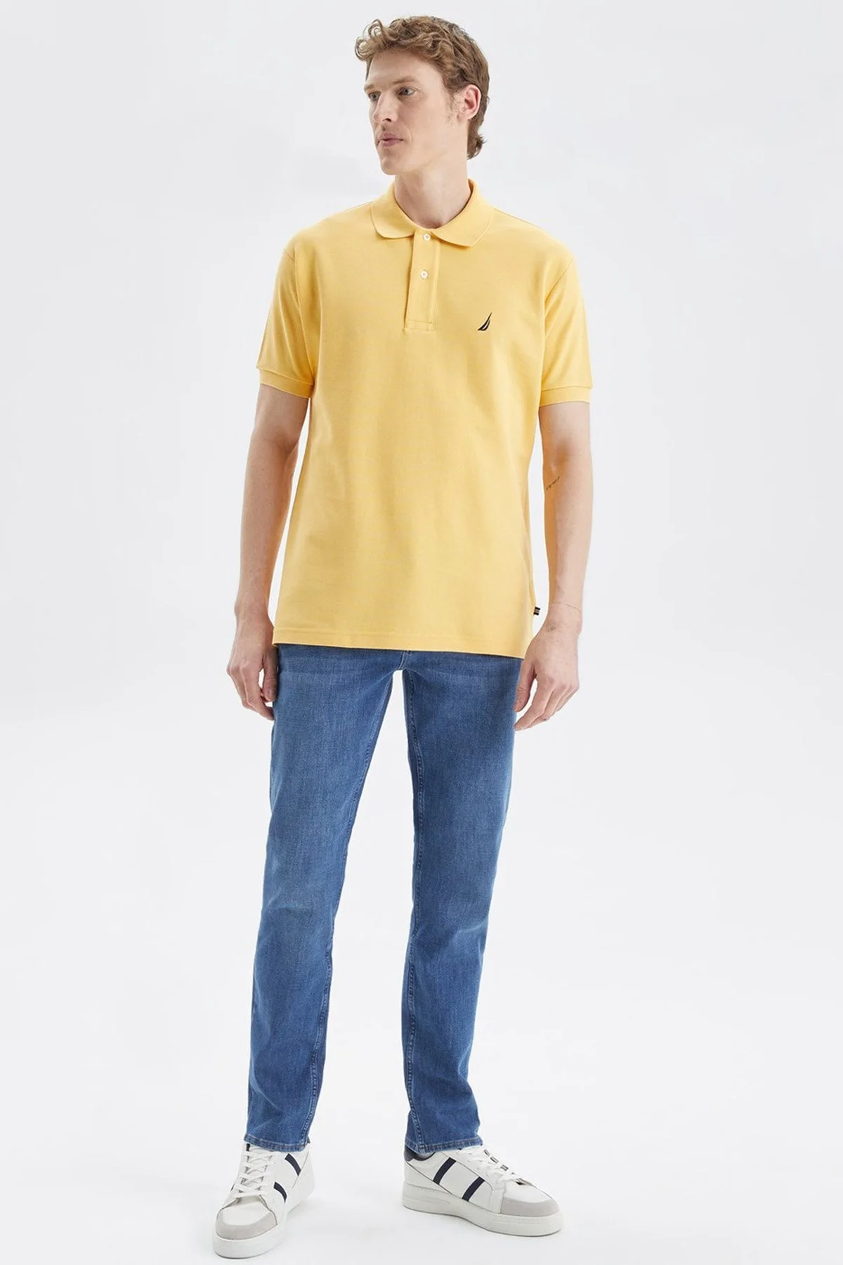 Nautica Classic Fit % 100 Pamuk Düğmeli Erkek Polo T Shirt K35000T 7MF SARI - 6