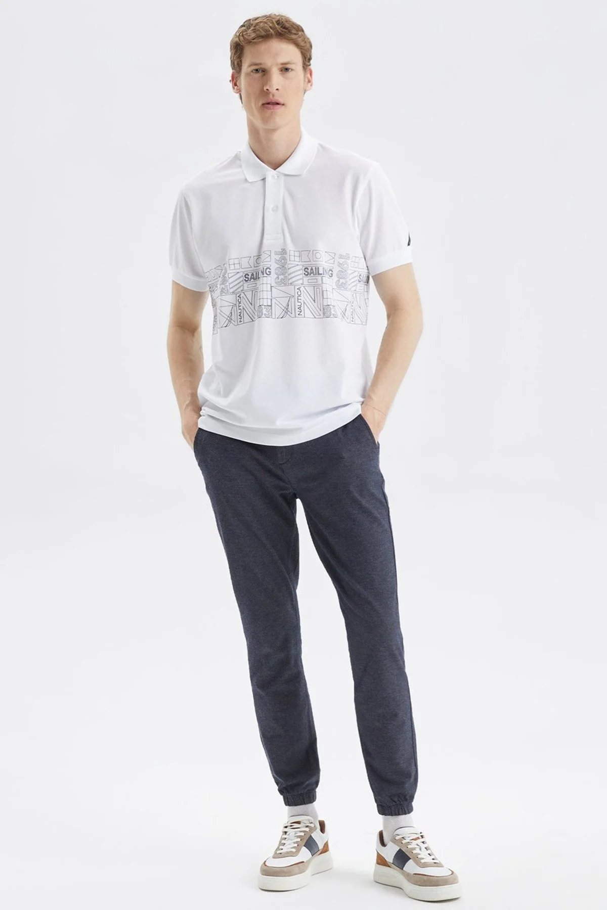 Nautica Classic Fit % 100 Pamuk Düğmeli Erkek Polo T Shirt K35513T 1BW BEYAZ - 2