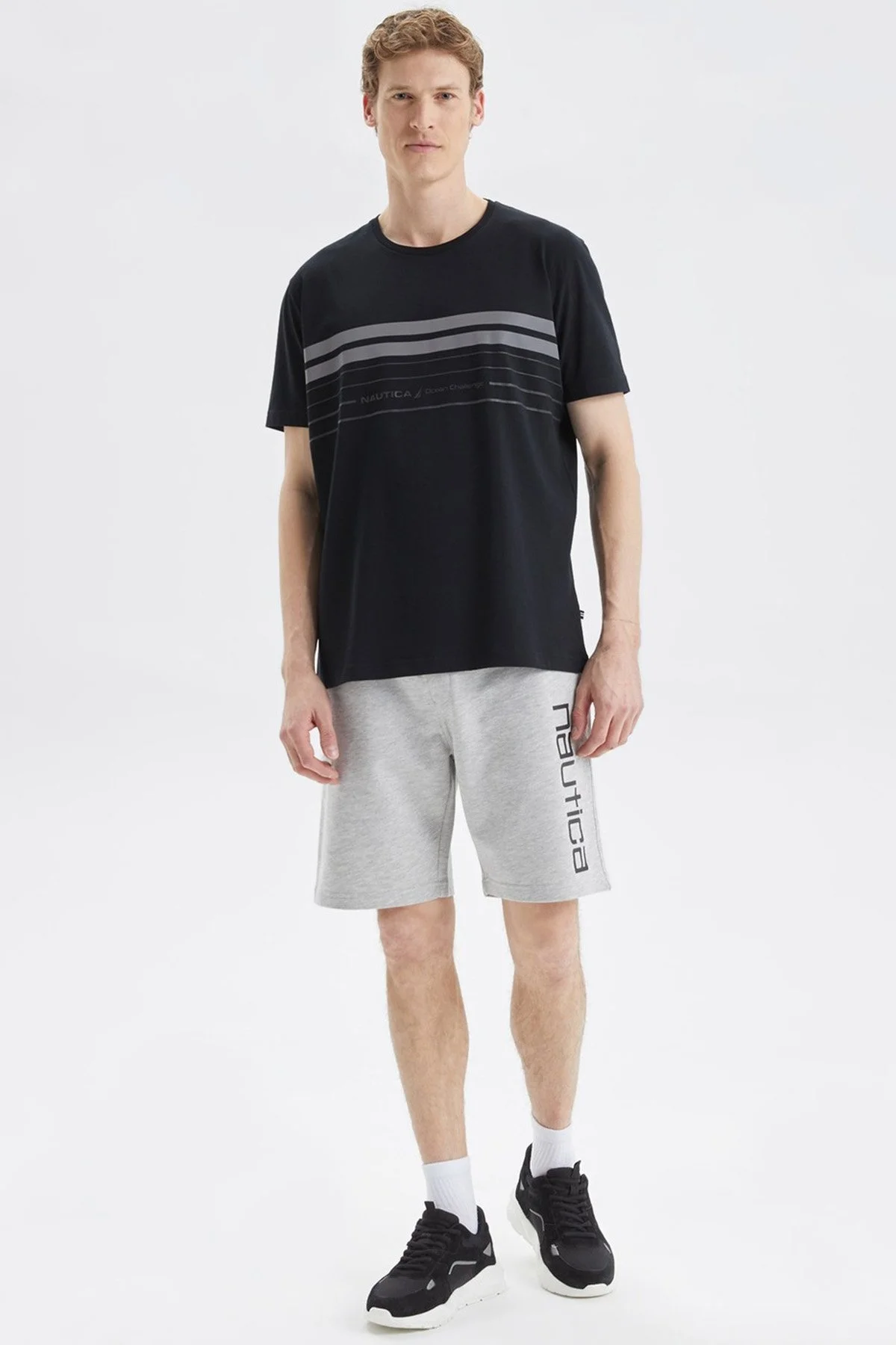 Nautica Pamuklu Baskılı Bisiklet Yaka Erkek T Shirt V35003T 0TB SİYAH - 2