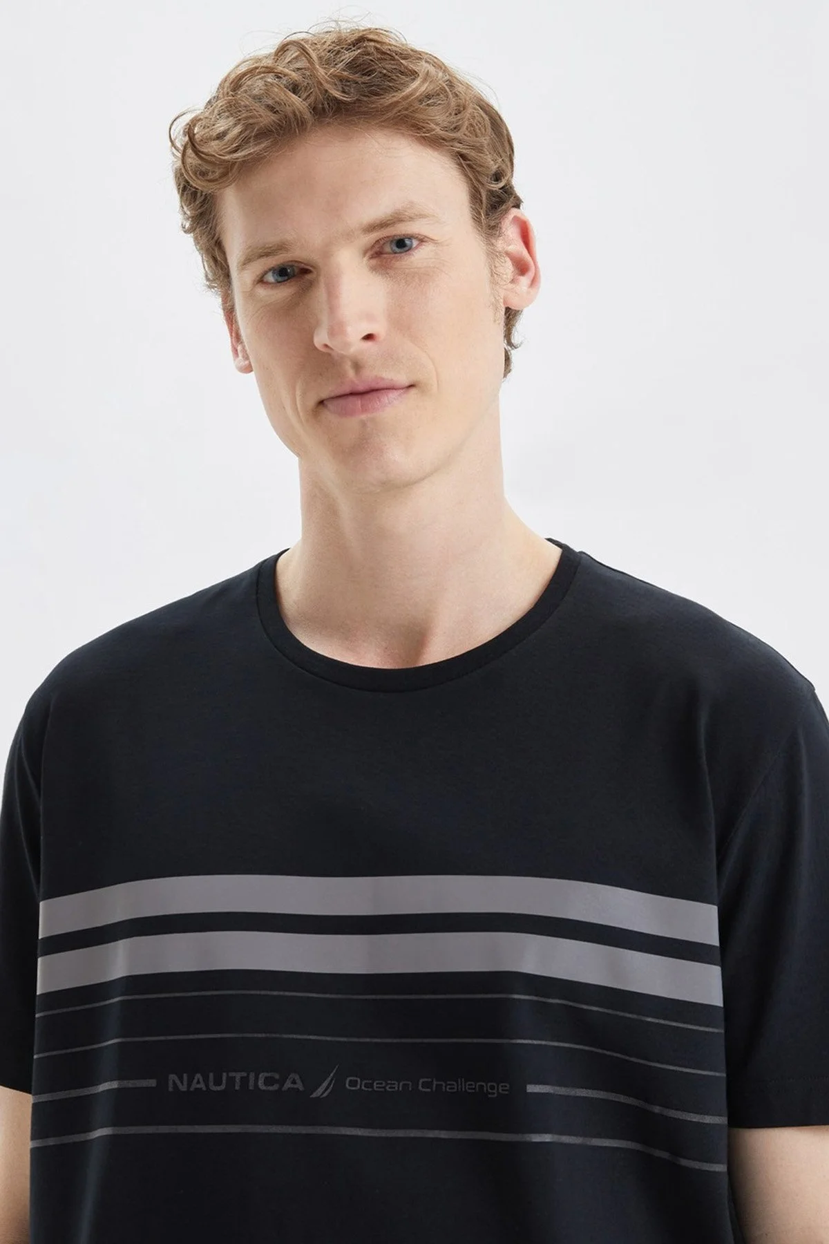 Nautica Pamuklu Baskılı Bisiklet Yaka Erkek T Shirt V35003T 0TB SİYAH - 3