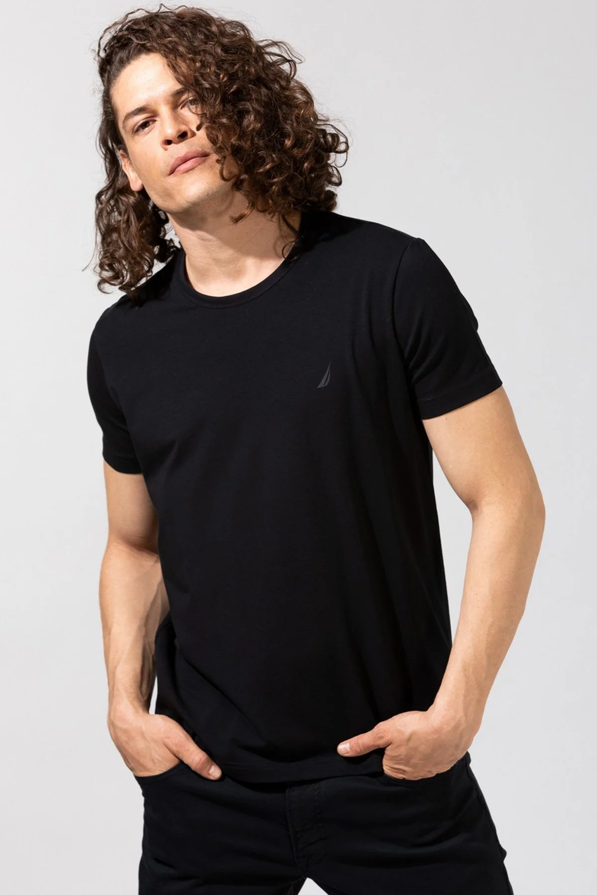 Nautica Pamuklu Bisiklet Yaka Standart Fit Erkek T Shirt V15128T 0TB SİYAH - 1