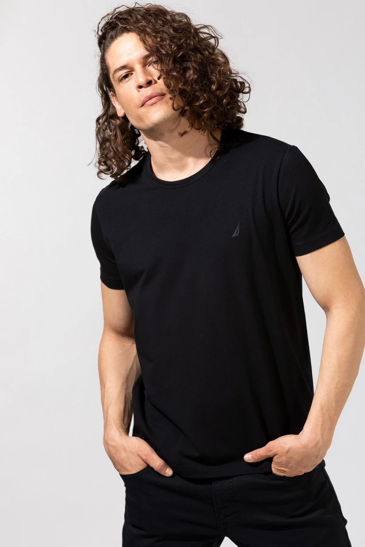 Nautica Pamuklu Bisiklet Yaka Standart Fit Erkek T Shirt V15128T 0TB SİYAH - 5