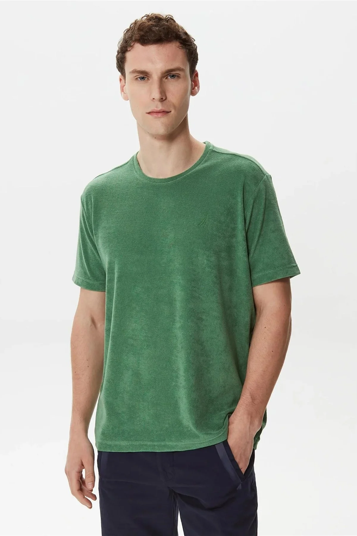 Nautica Pamuklu Bisiklet Yaka Standart Fit Erkek T Shirt V35004T 3FY YEŞİL - 5