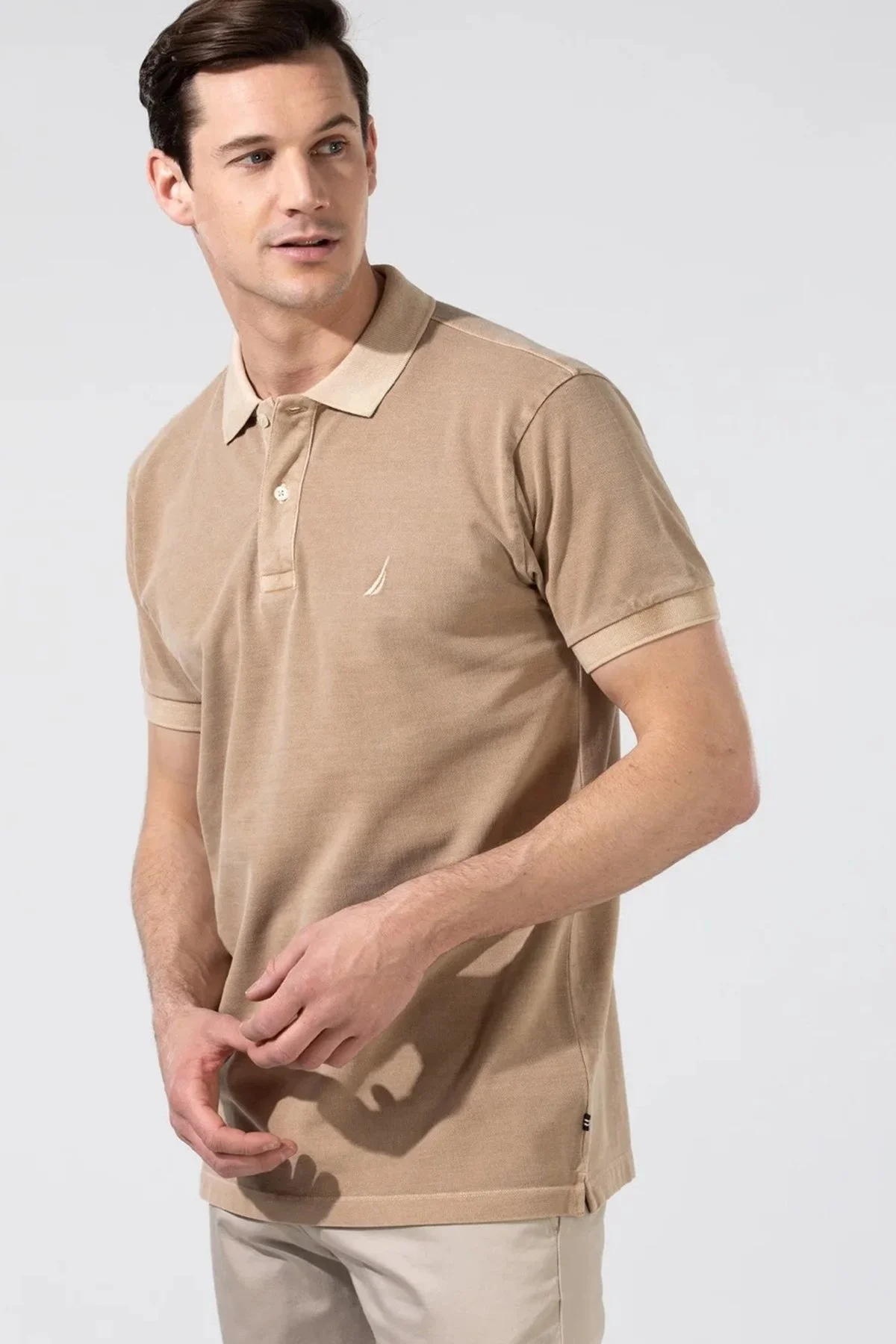 Nautica Pamuklu Düğmeli Classıc Fit Erkek Polo T Shirt K35111T 2TK BEJ - 5