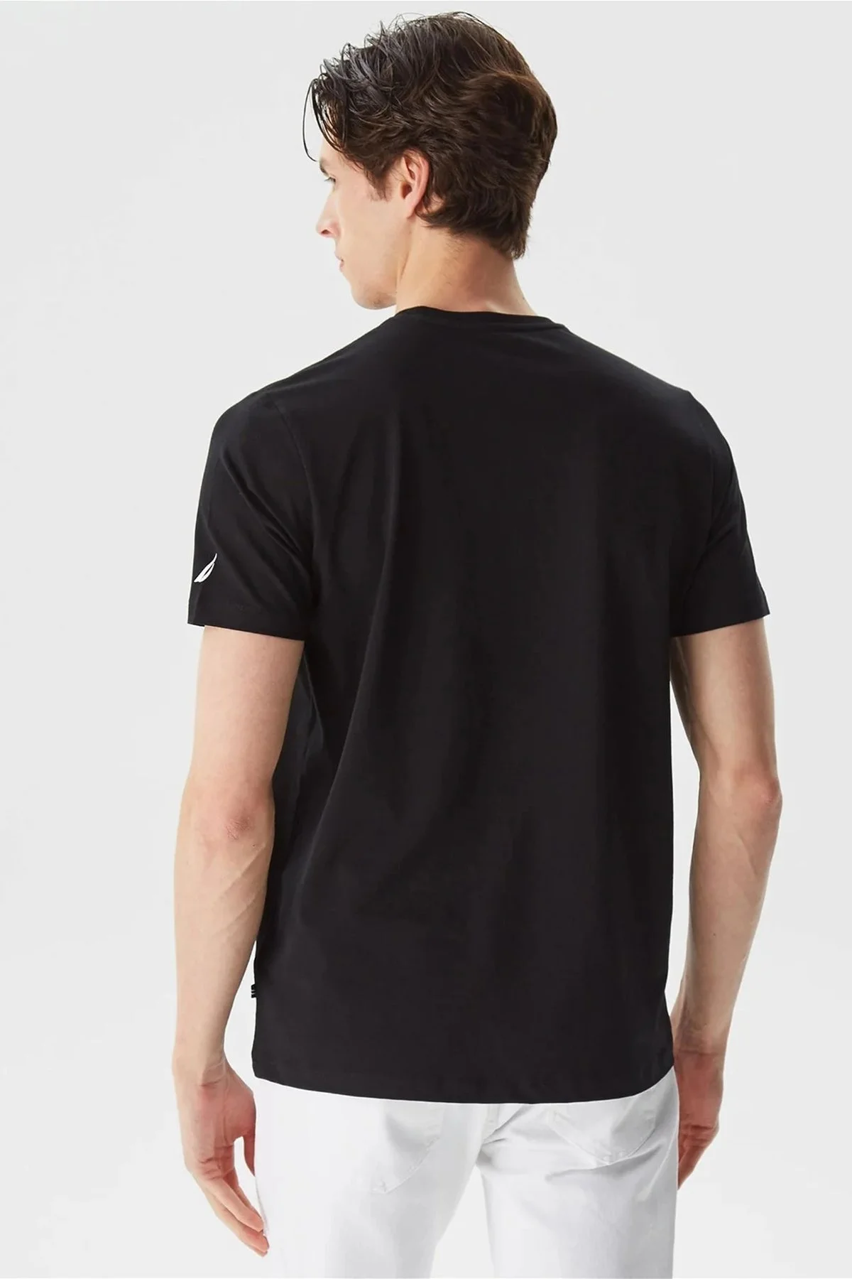 Nautica Pamuklu Göğüs Cepli Logolu Bisiklet Yaka Standart Fit Erkek T Shirt V35420T 0TB SİYAH - 4
