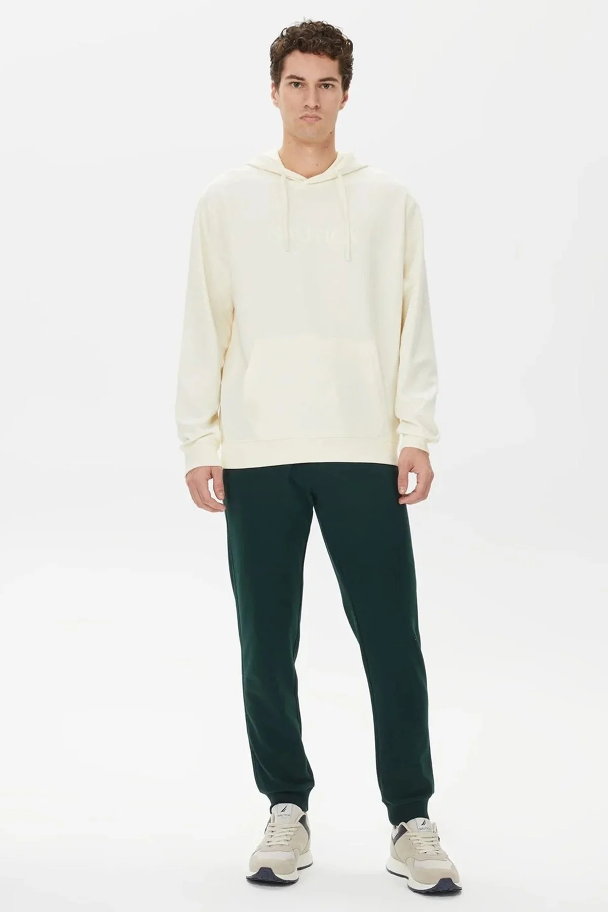 Nautica Pamuklu Kapüşonlu Kanguru Cepli Erkek Sweat K37226T 1MA KREM - 3