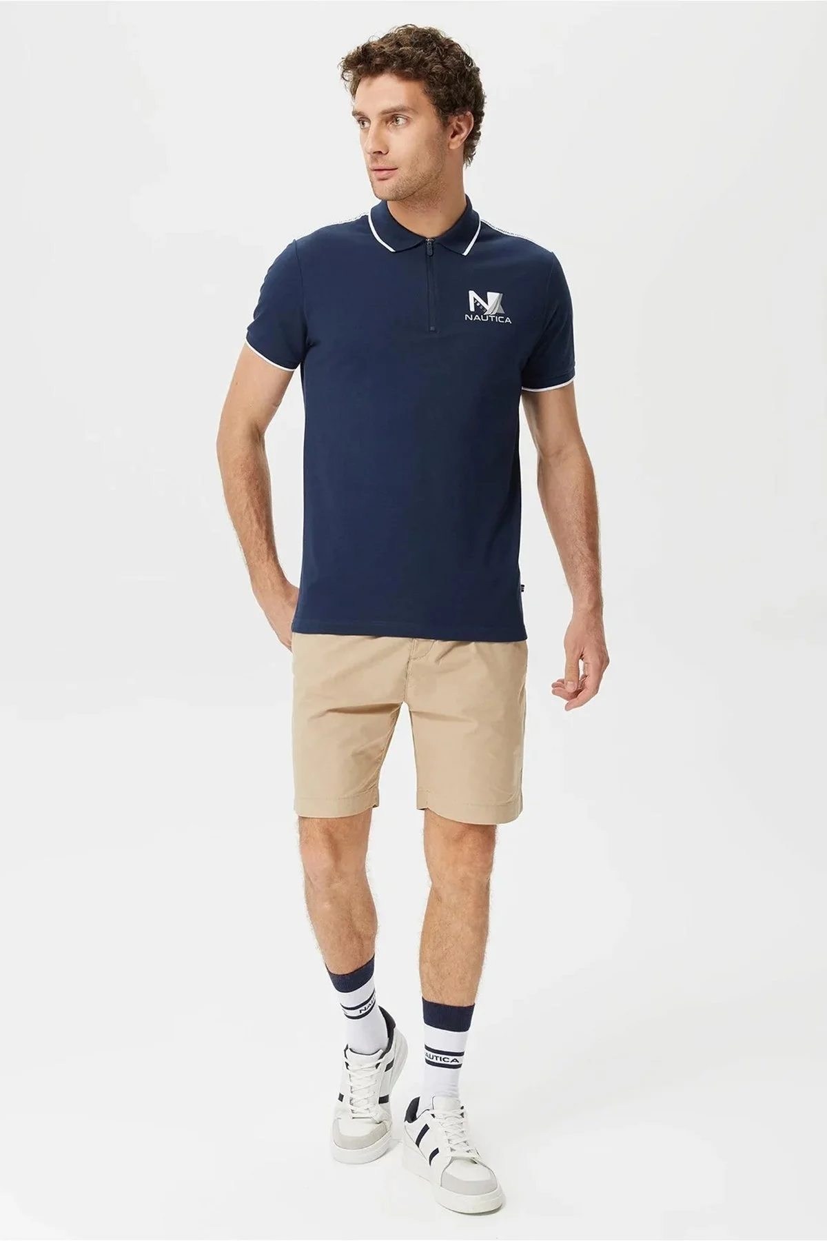 Nautica Pamuklu Logo Baskılı Çizgi Detaylı Slim Fit Erkek Polo T Shirt K35427T 4NV LACİVERT - 2