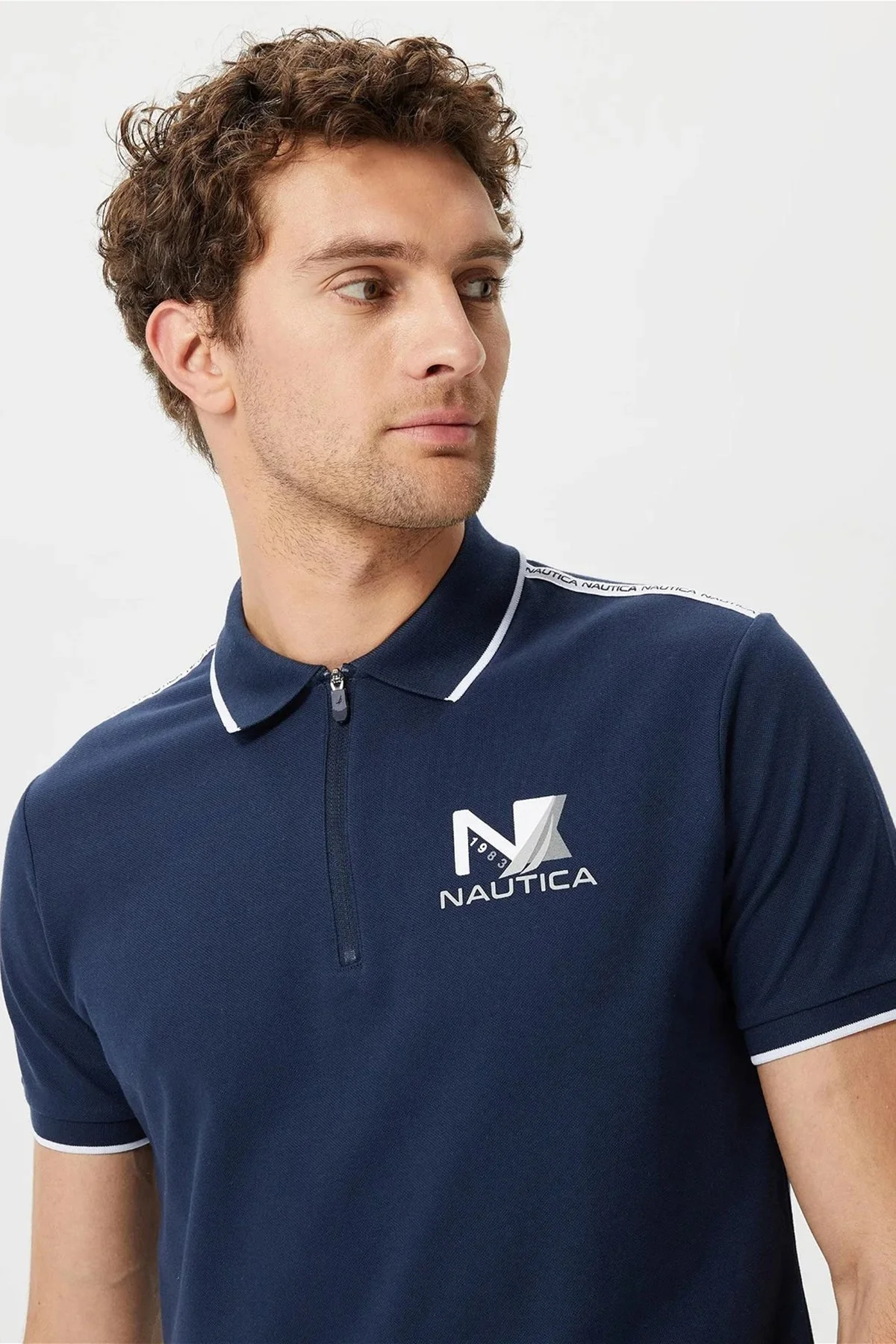 Nautica Pamuklu Logo Baskılı Çizgi Detaylı Slim Fit Erkek Polo T Shirt K35427T 4NV LACİVERT - 3
