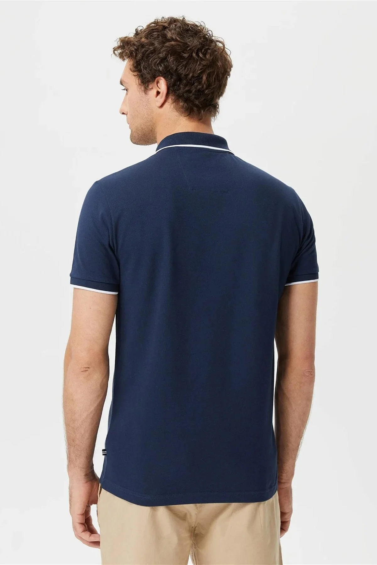 Nautica Pamuklu Logo Baskılı Çizgi Detaylı Slim Fit Erkek Polo T Shirt K35427T 4NV LACİVERT - 4