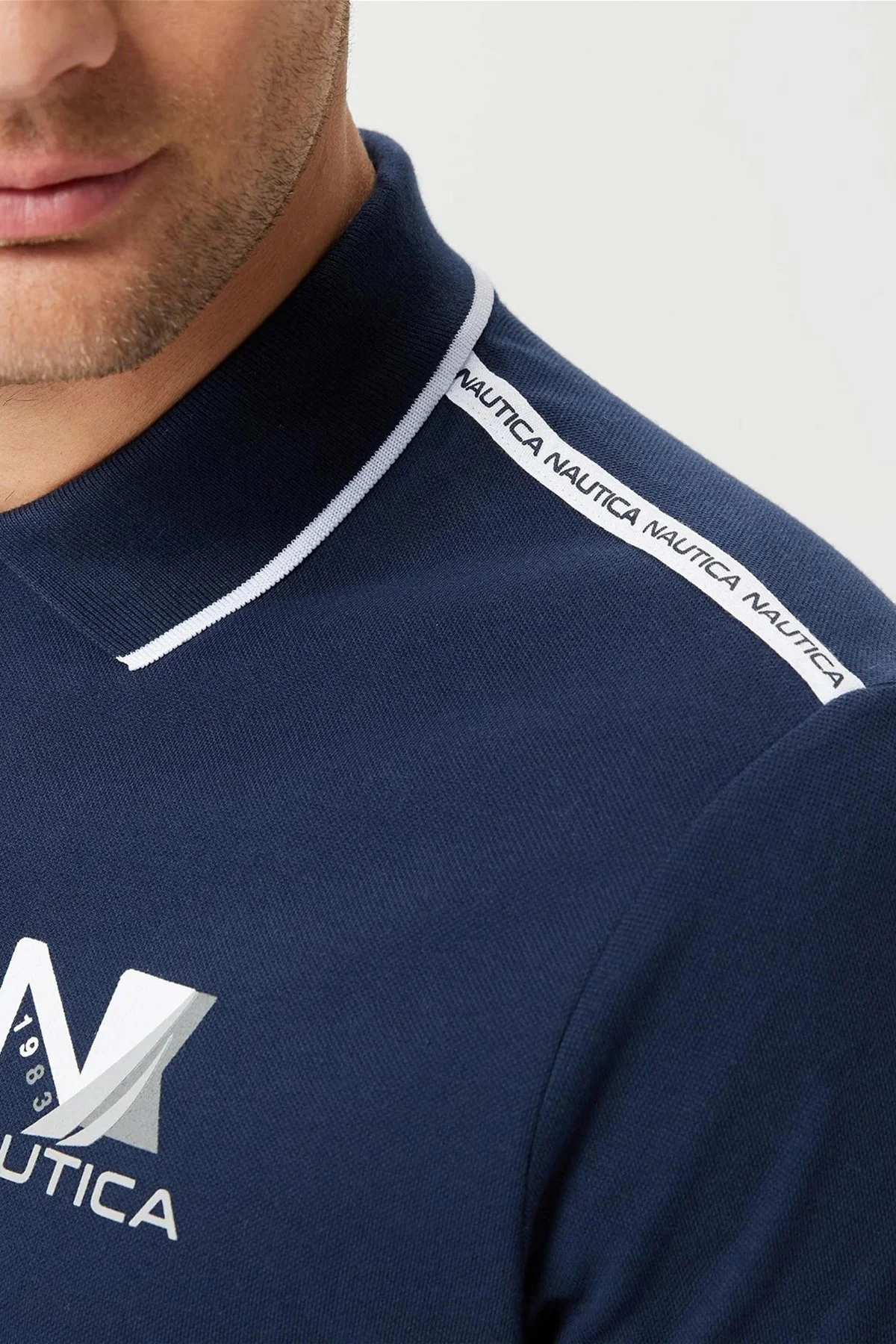Nautica Pamuklu Logo Baskılı Çizgi Detaylı Slim Fit Erkek Polo T Shirt K35427T 4NV LACİVERT - 5