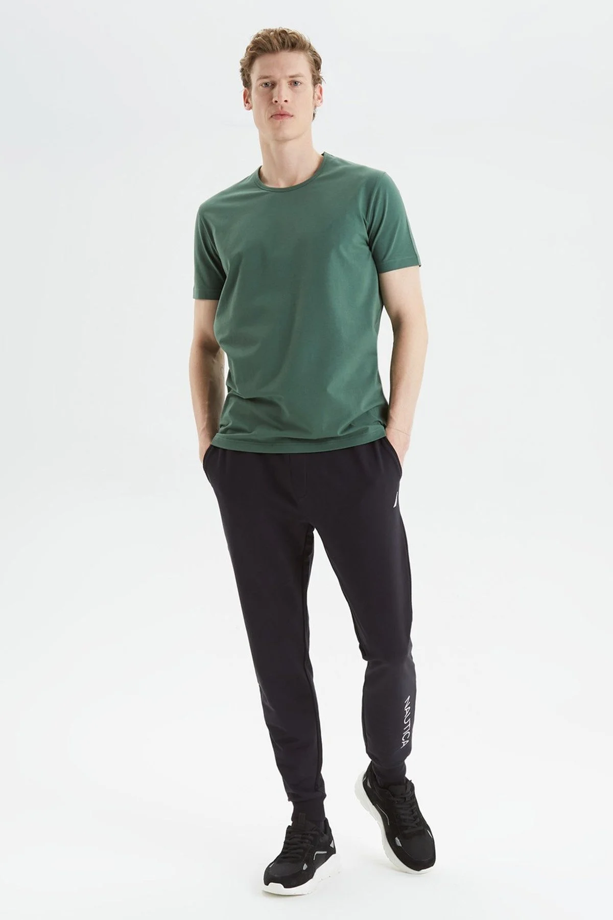 Nautica Pamuklu Regular Fit Bisiklet Yaka Erkek T Shirt V35009T 3FK KOYU YEŞİL - 6