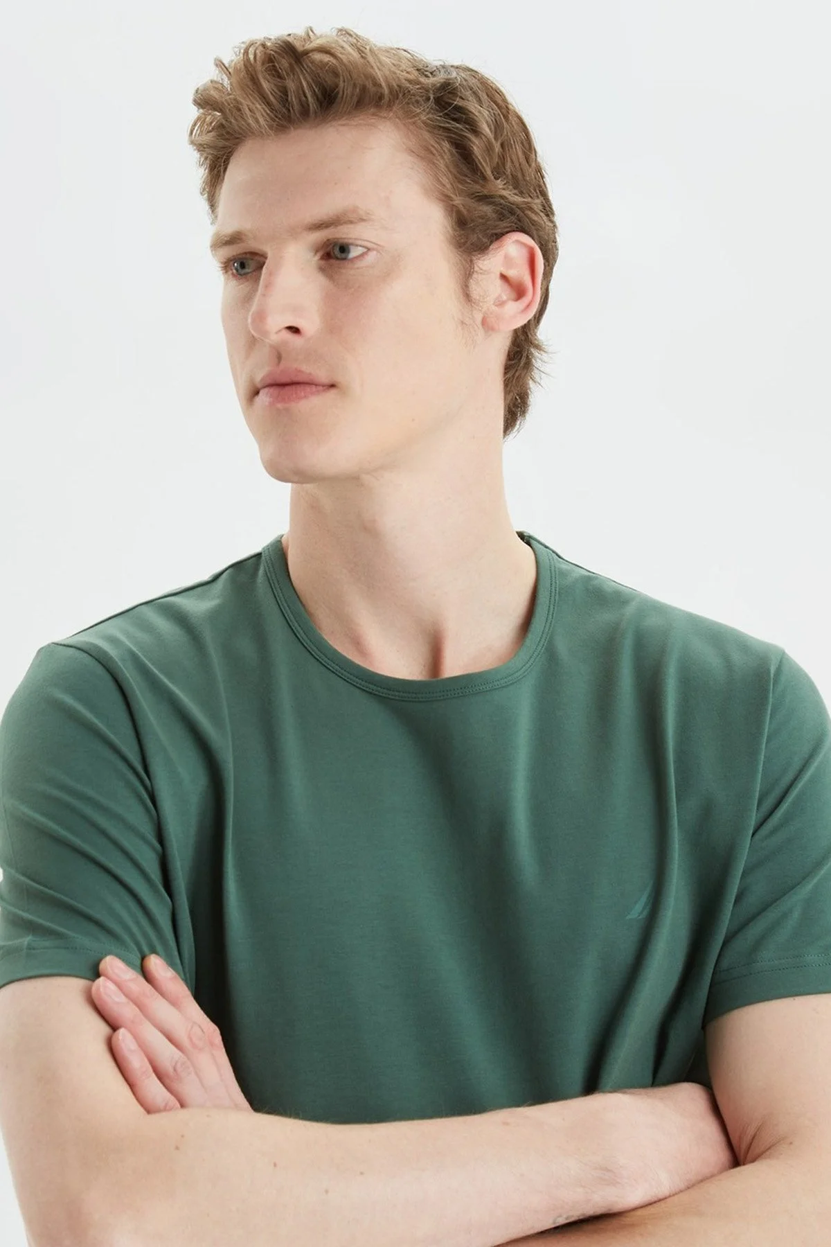 Nautica Pamuklu Regular Fit Bisiklet Yaka Erkek T Shirt V35009T 3FK KOYU YEŞİL - 7