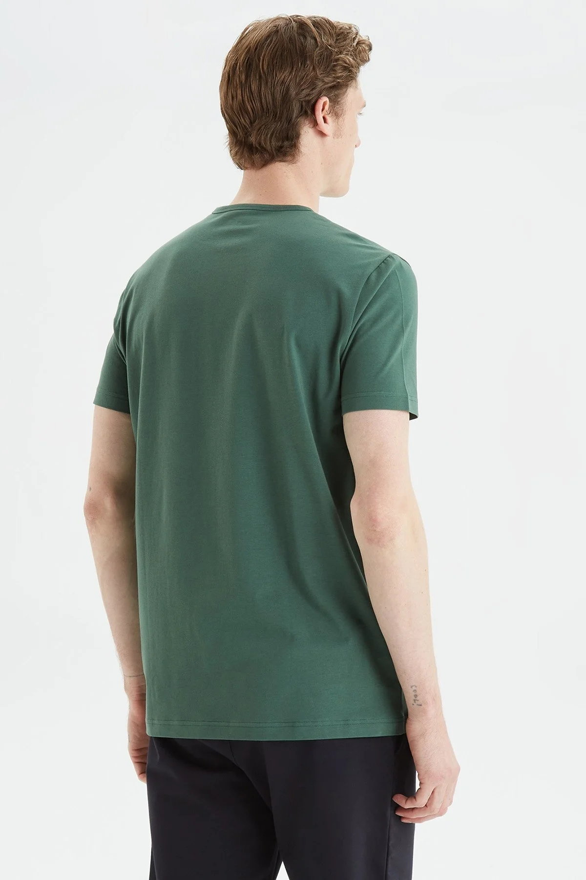 Nautica Pamuklu Regular Fit Bisiklet Yaka Erkek T Shirt V35009T 3FK KOYU YEŞİL - 8