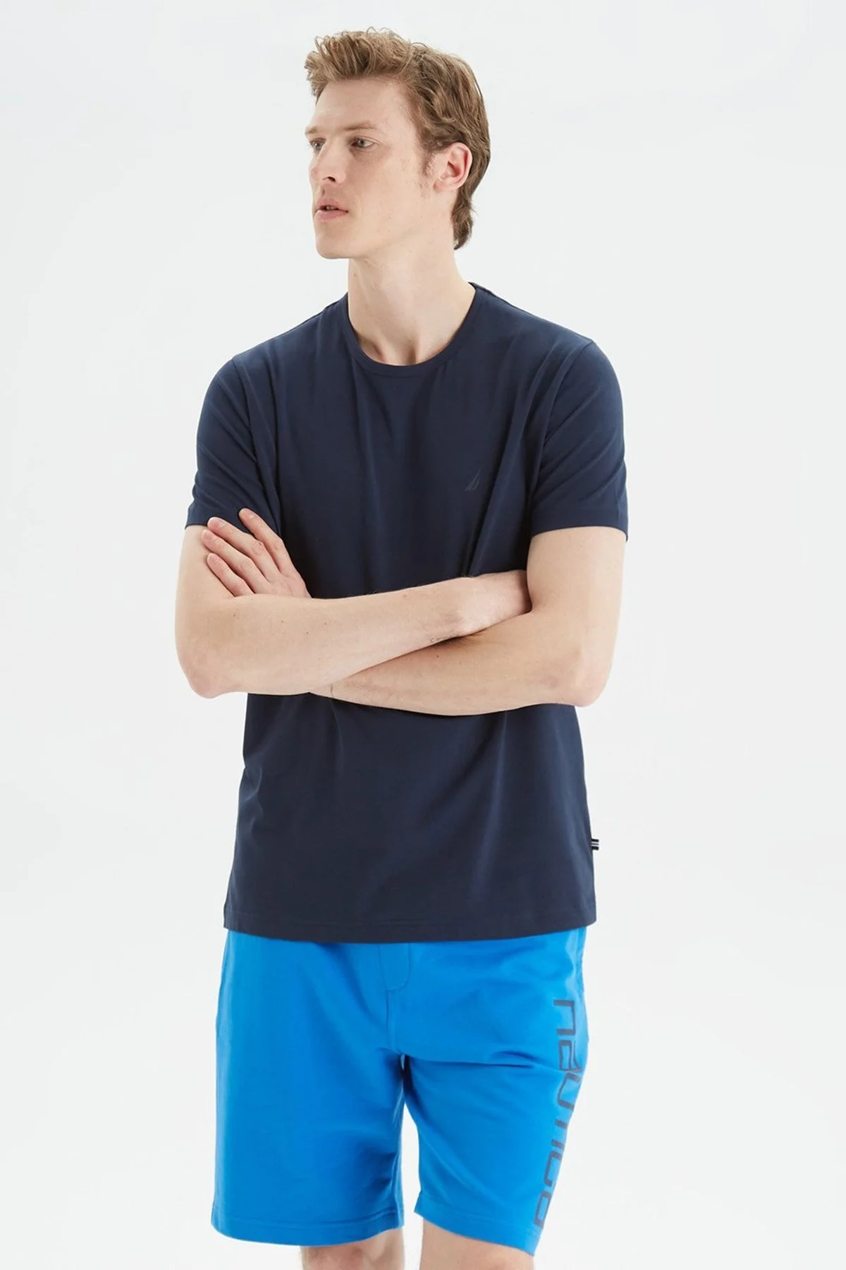 Nautica Pamuklu Regular Fit Bisiklet Yaka Erkek T Shirt V35009T 4NV LACİVERT - 1