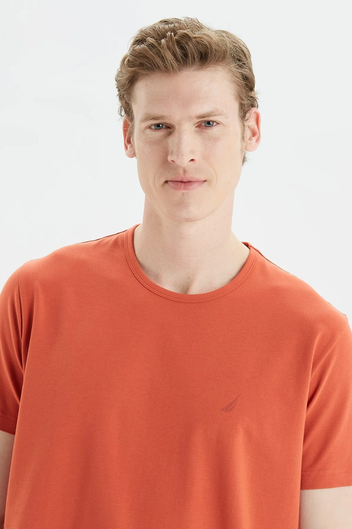 Nautica Pamuklu Regular Fit Bisiklet Yaka Erkek T Shirt V35009T 6XP KİREMİT - 3
