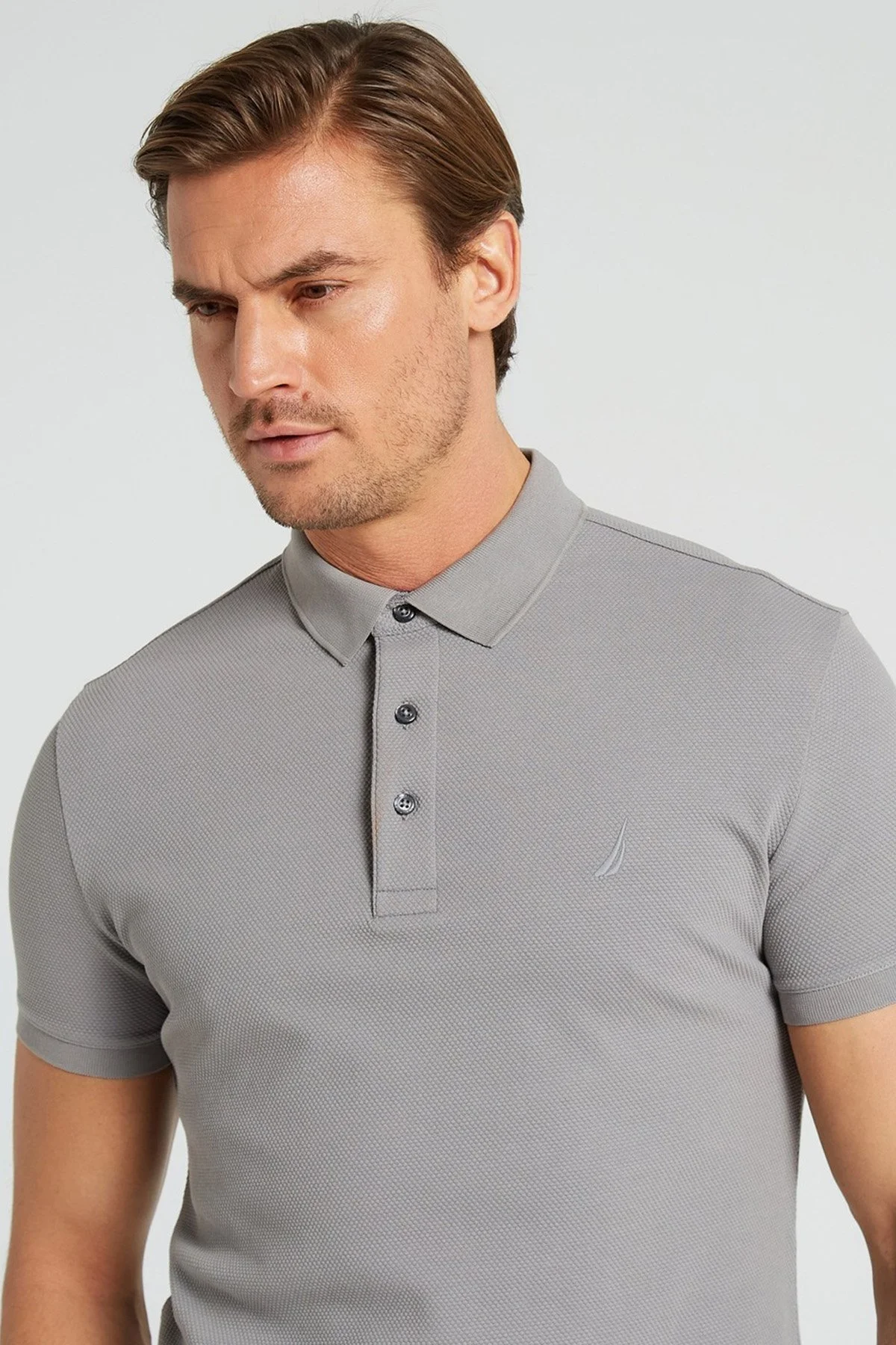 Nautica Pamuklu Slim Fit Düğmeli Erkek Polo T Shirt K35052T 0HF GRİ - 7