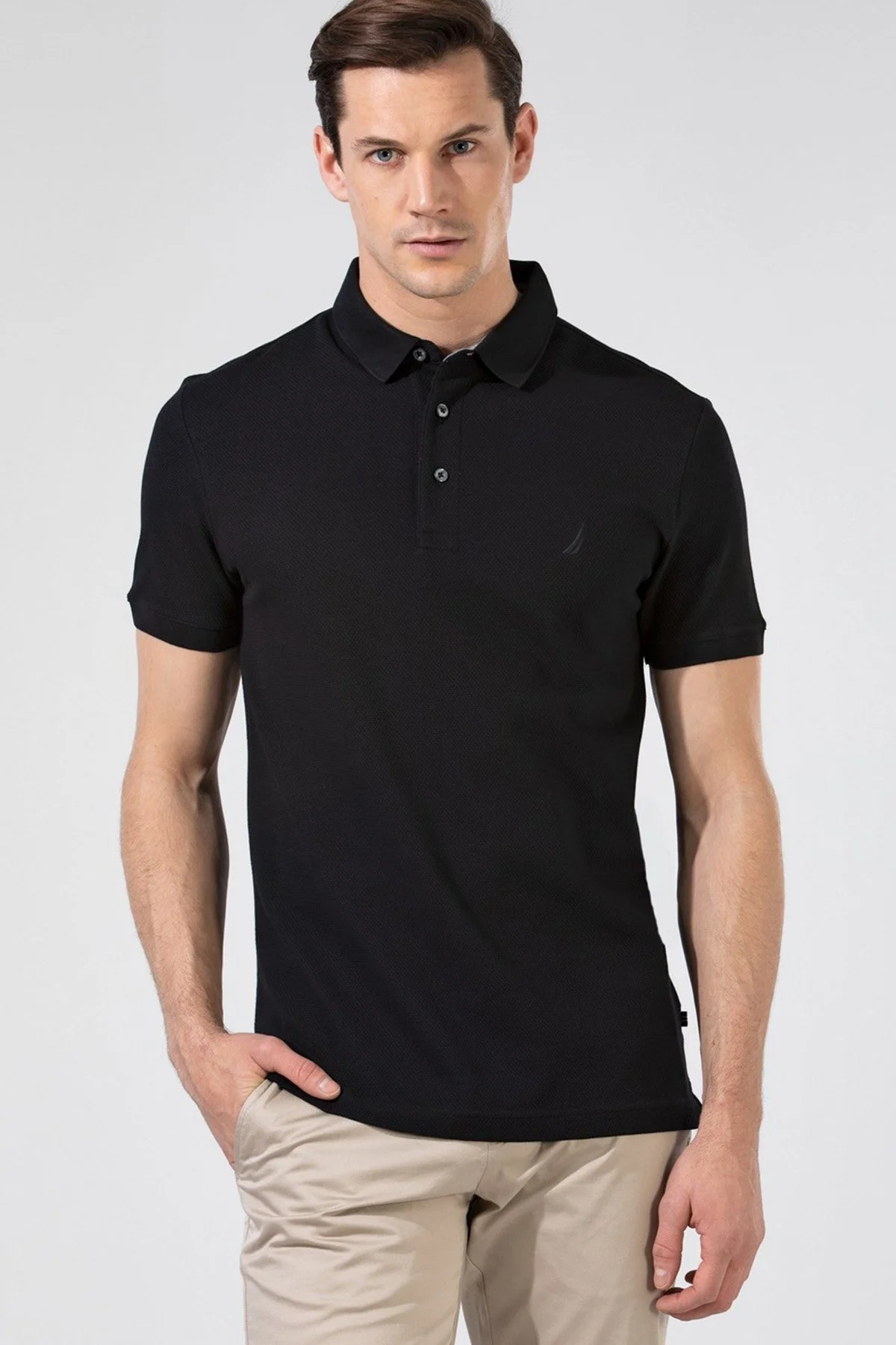Nautica Pamuklu Slim Fit Düğmeli Erkek Polo T Shirt K35052T 0TB SİYAH - 1