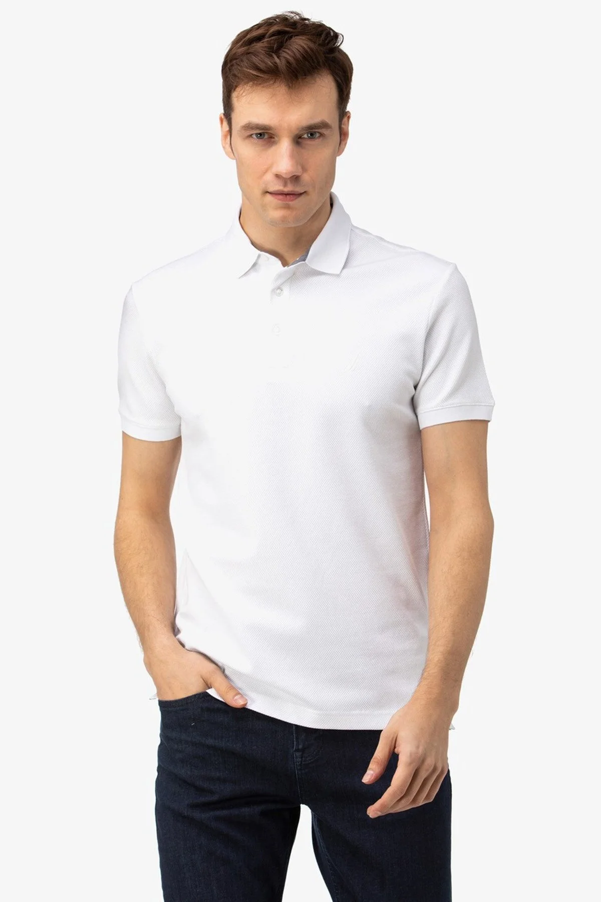 Nautica Pamuklu Slim Fit Düğmeli Erkek Polo T Shirt K35052T 1BW BEYAZ - 1