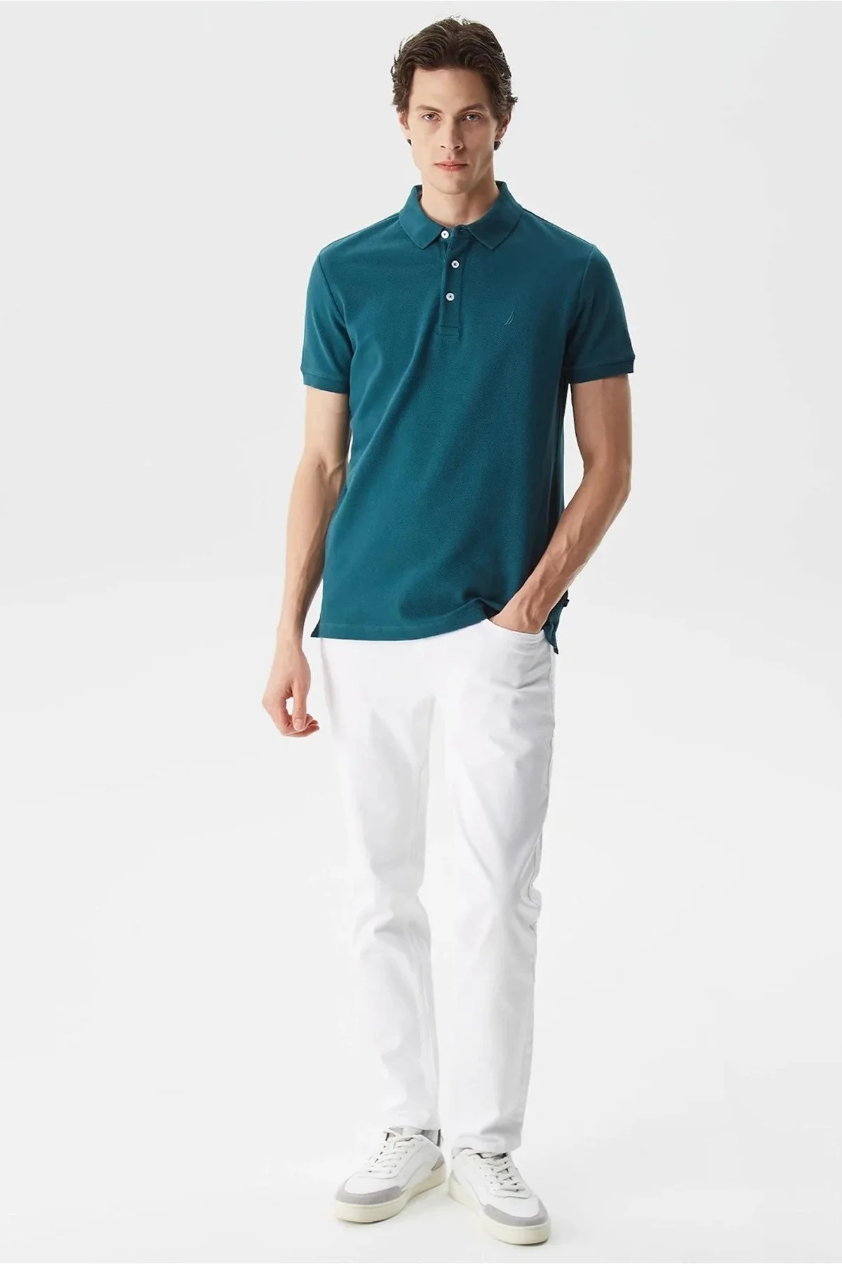Nautica Pamuklu Slim Fit Düğmeli Erkek Polo T Shirt K35052T 3DC PETROL - 2
