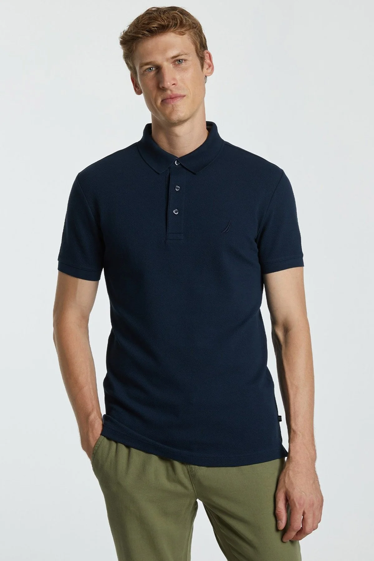 Nautica Pamuklu Slim Fit Düğmeli Erkek Polo T Shirt K35052T 4NV LACİVERT - 1