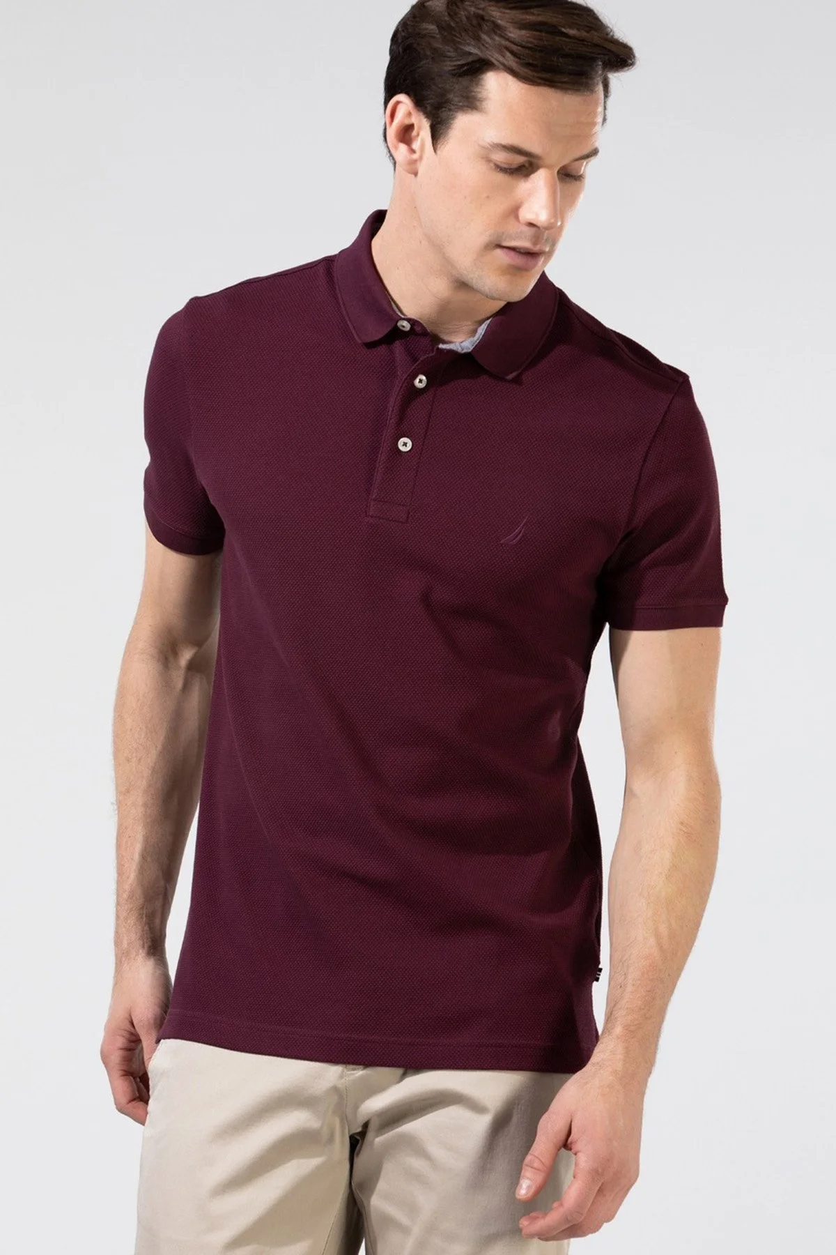 Nautica Pamuklu Slim Fit Düğmeli Erkek Polo T Shirt K35052T 6WV BORDO - 1