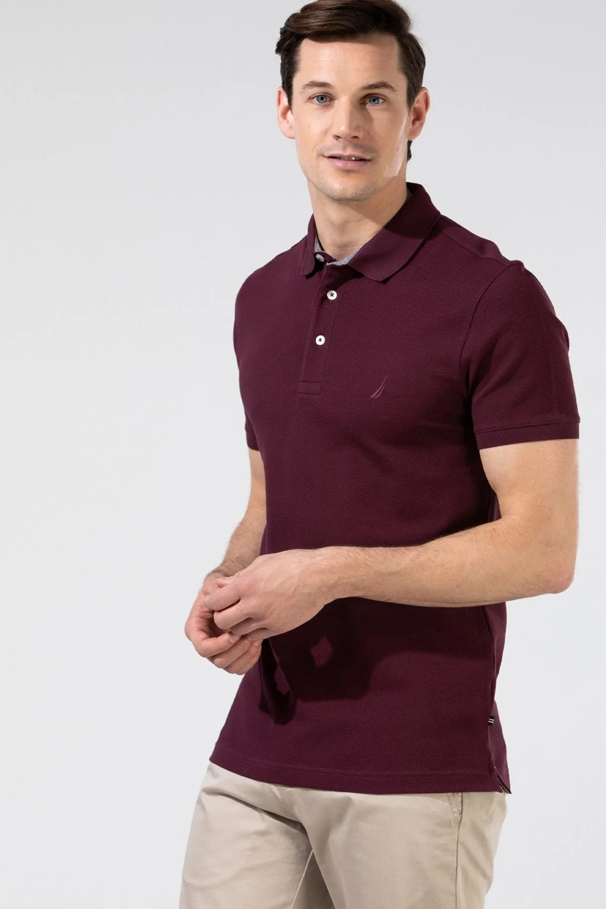 Nautica Pamuklu Slim Fit Düğmeli Erkek Polo T Shirt K35052T 6WV BORDO - 2