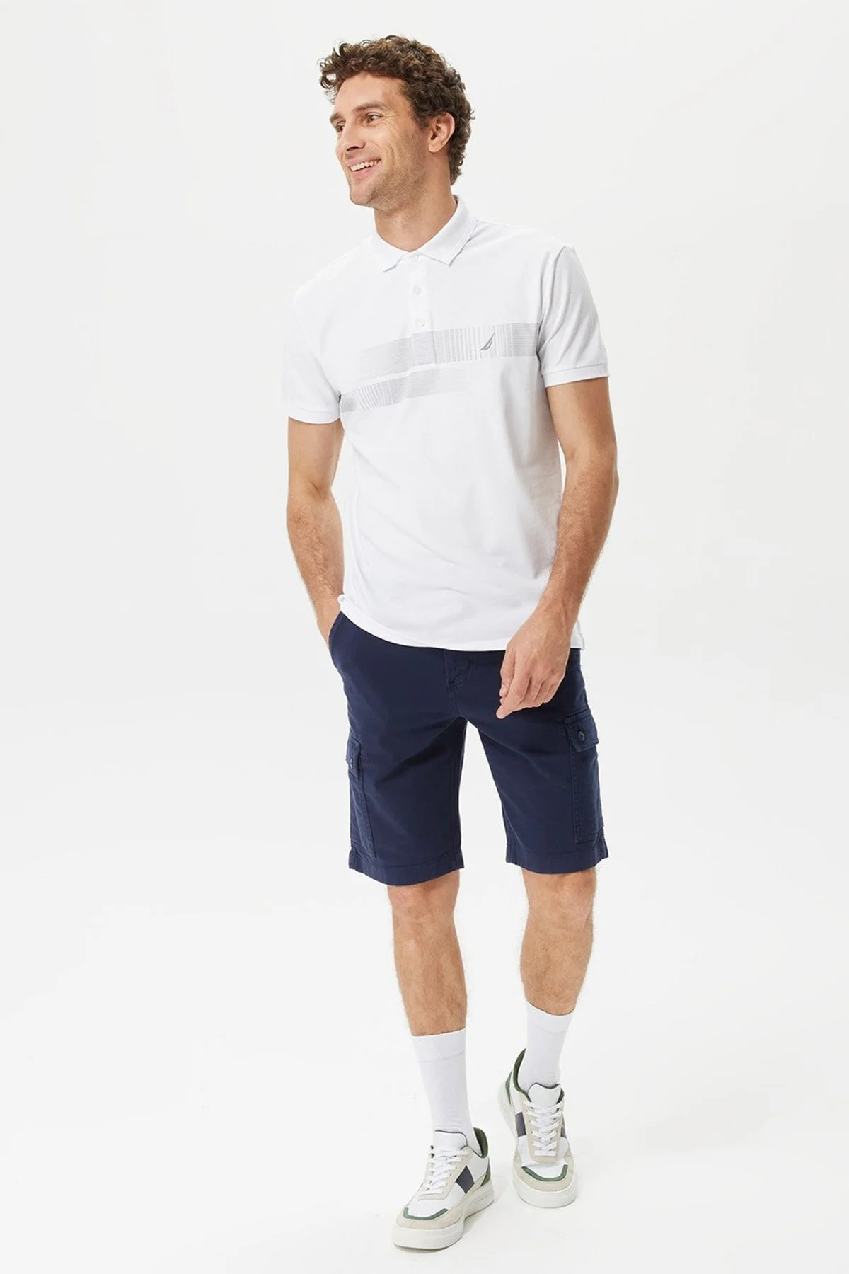 Nautica Pamuklu Slim Fit Düğmeli Erkek Polo T Shirt K35431T 1BW BEYAZ - 2