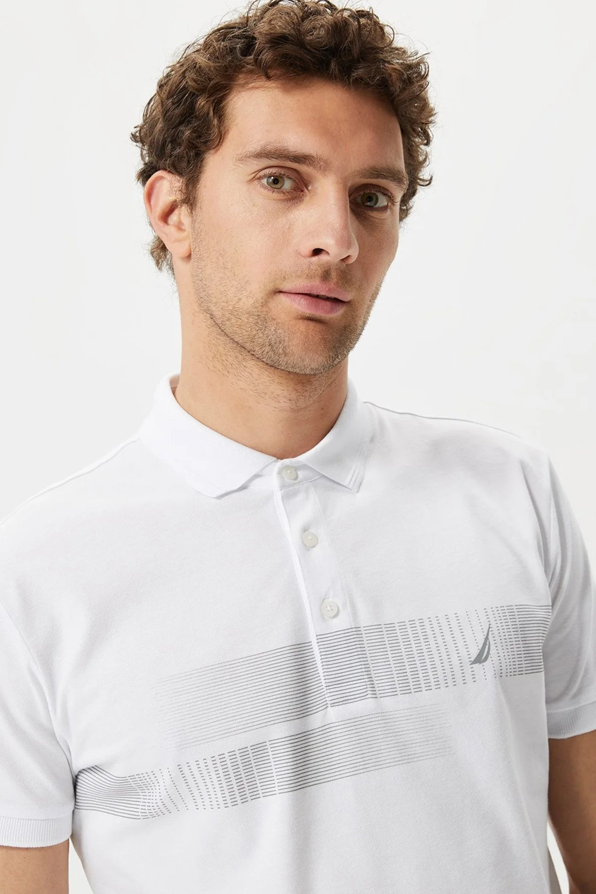Nautica Pamuklu Slim Fit Düğmeli Erkek Polo T Shirt K35431T 1BW BEYAZ - 3