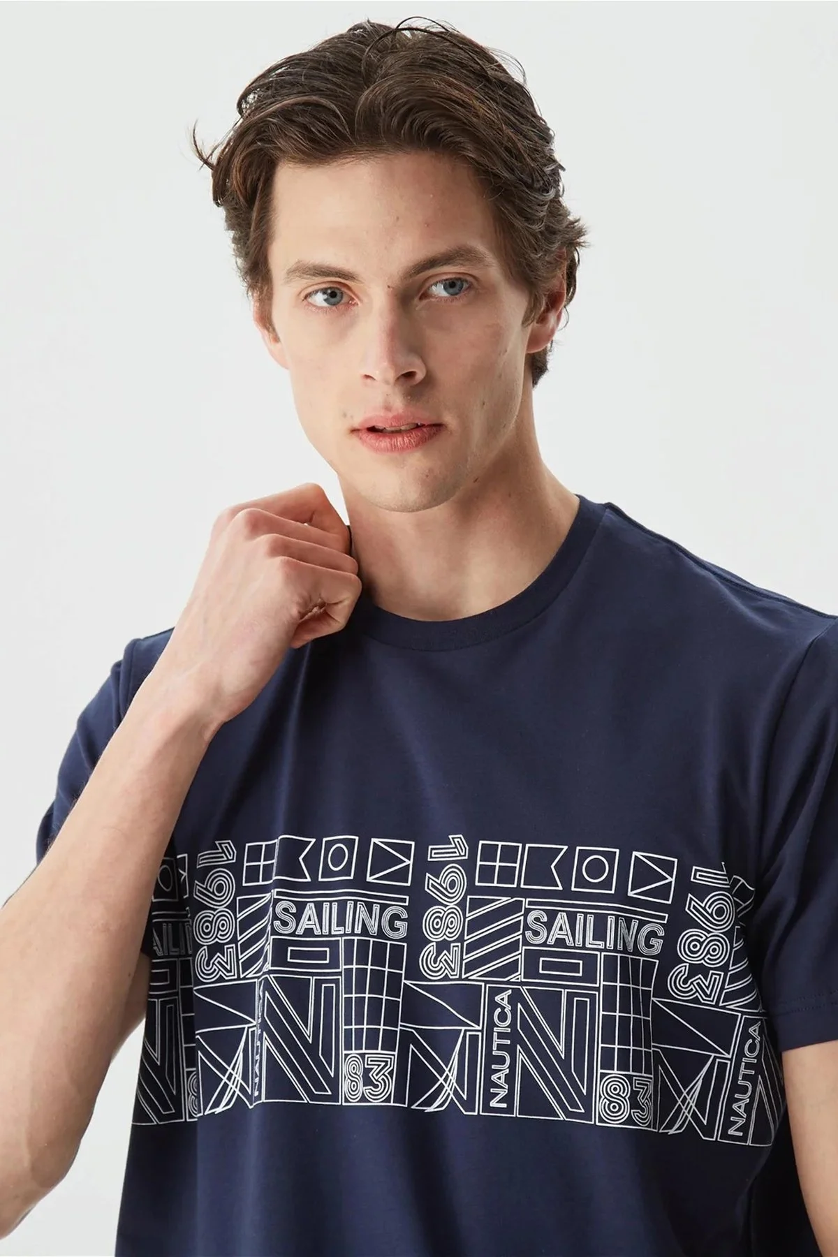 Nautica Pamuklu Tasarım Baskılı Bisiklet Yaka Standart Fit Erkek T Shirt V35541T 4NV LACİVERT - 7