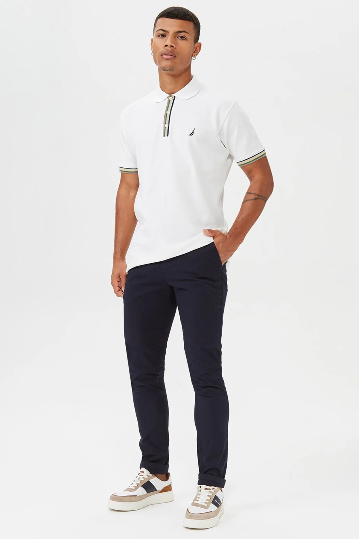 Nautica Streç Pamuklu Normal Bel Slim Fit Chino Erkek Pantolon P01000T 4NV LACİVERT - 5