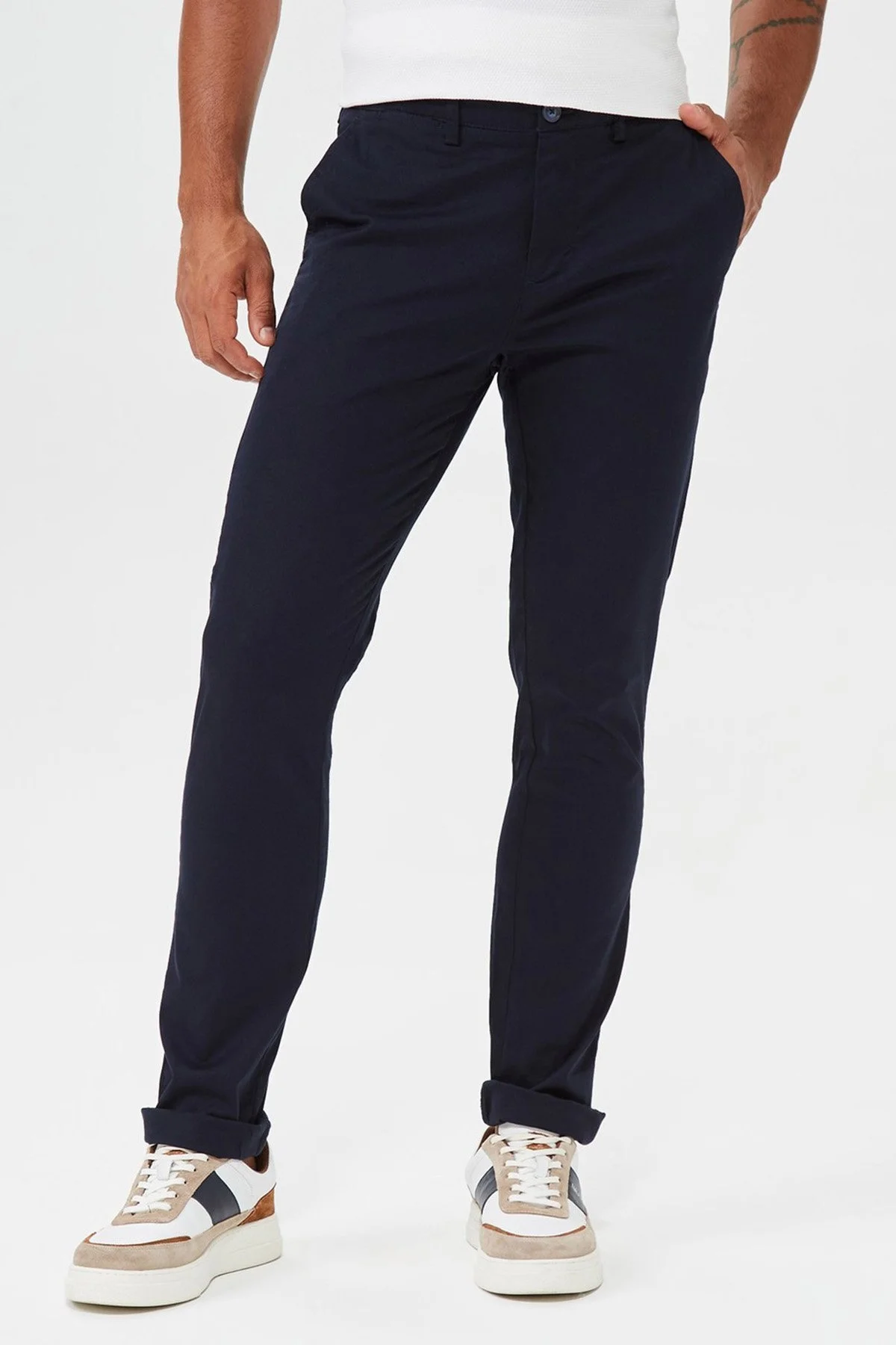Nautica Streç Pamuklu Normal Bel Slim Fit Chino Erkek Pantolon P01000T 4NV LACİVERT - 7