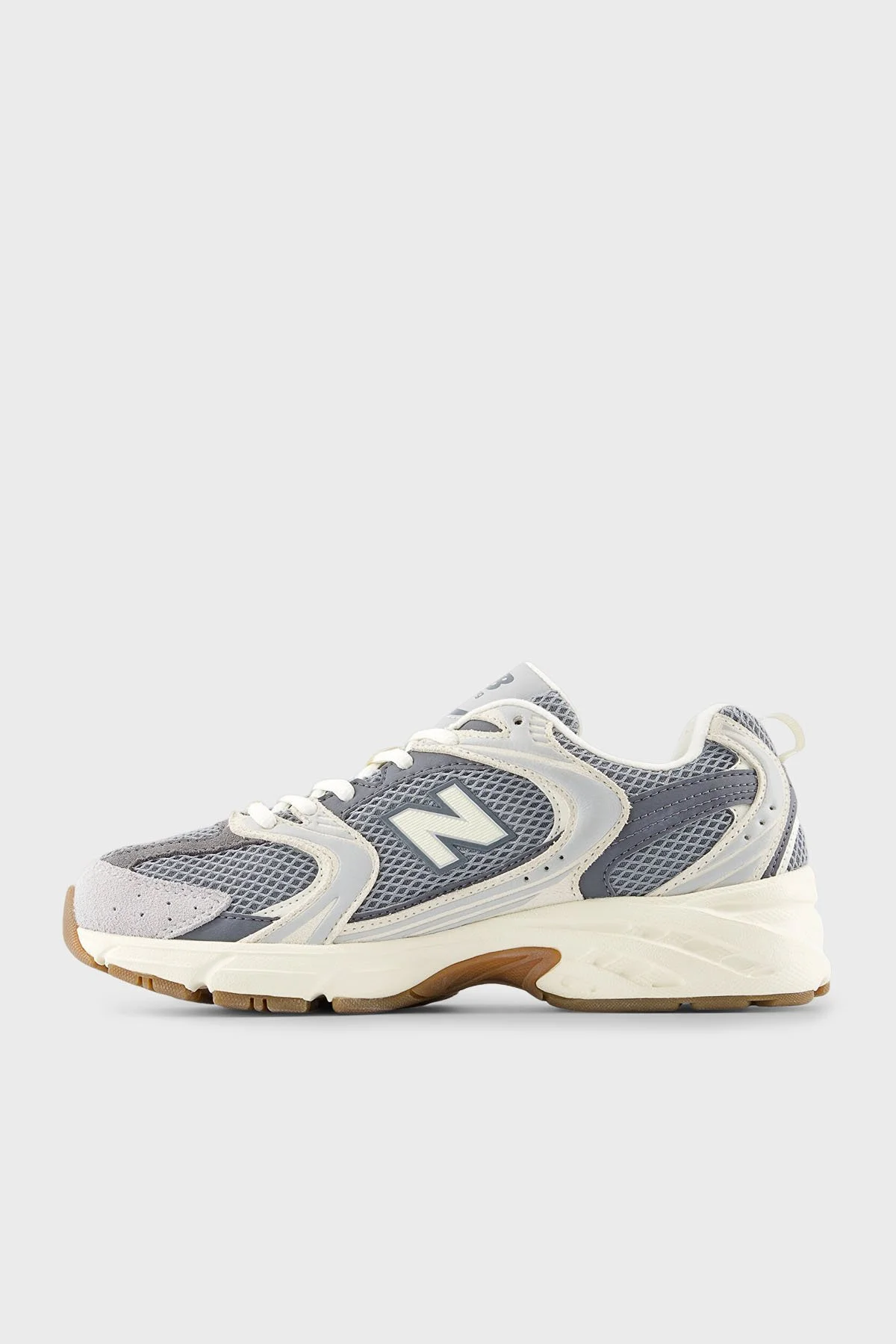New Balance Deri Karışımlı Logolu Bağcıklı Sneaker Bayan Ayakkabı U530SUB GRİ-EKRU - 2
