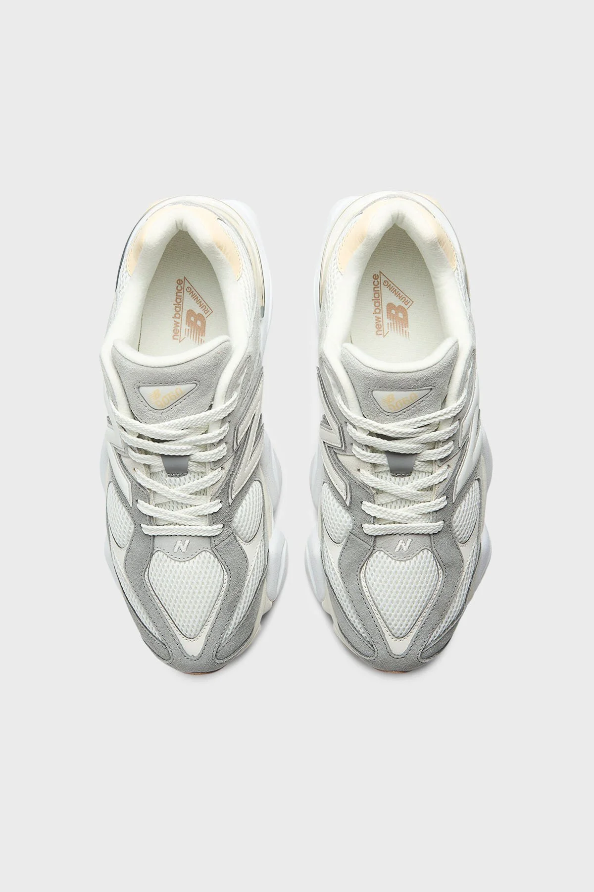 New Balance Deri Karışımlı Logolu Bağcıklı Unisex Ayakkabı U9060AUB EKRU-GRİ - 3