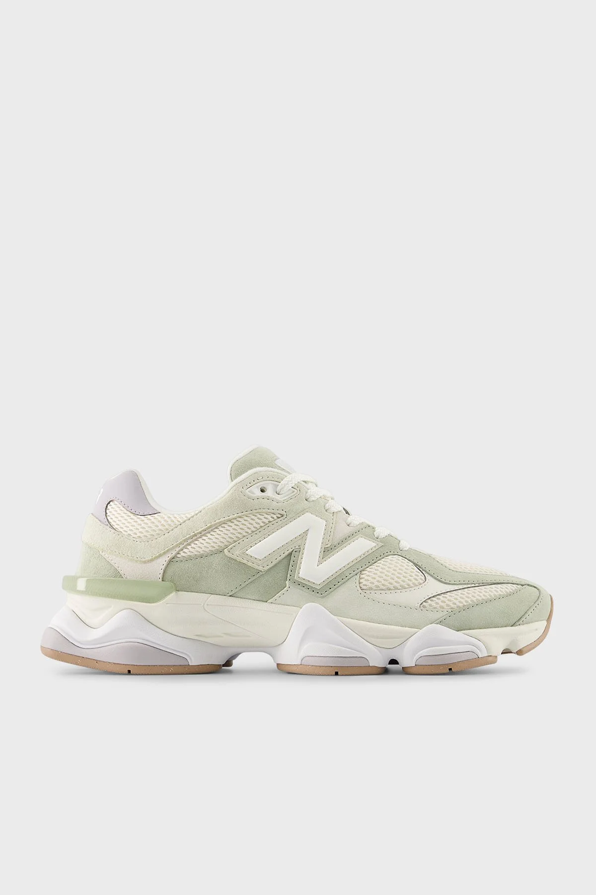 New Balance Deri Karışımlı Süet Logolu Bağcıklı Sneaker Bayan Ayakkabı U9060AUC EKRU-YEŞİL - 1