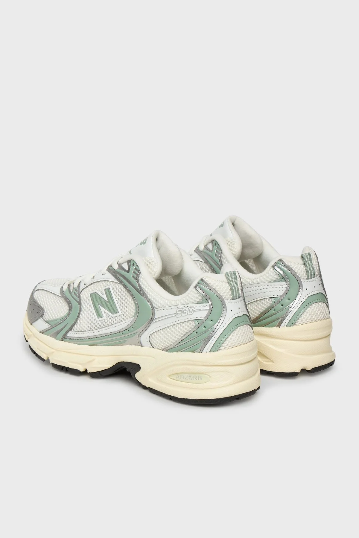 New Balance Logolu Bağcıklı Sneaker Bayan Ayakkabı U530SEB EKRU-YEŞİL - 3