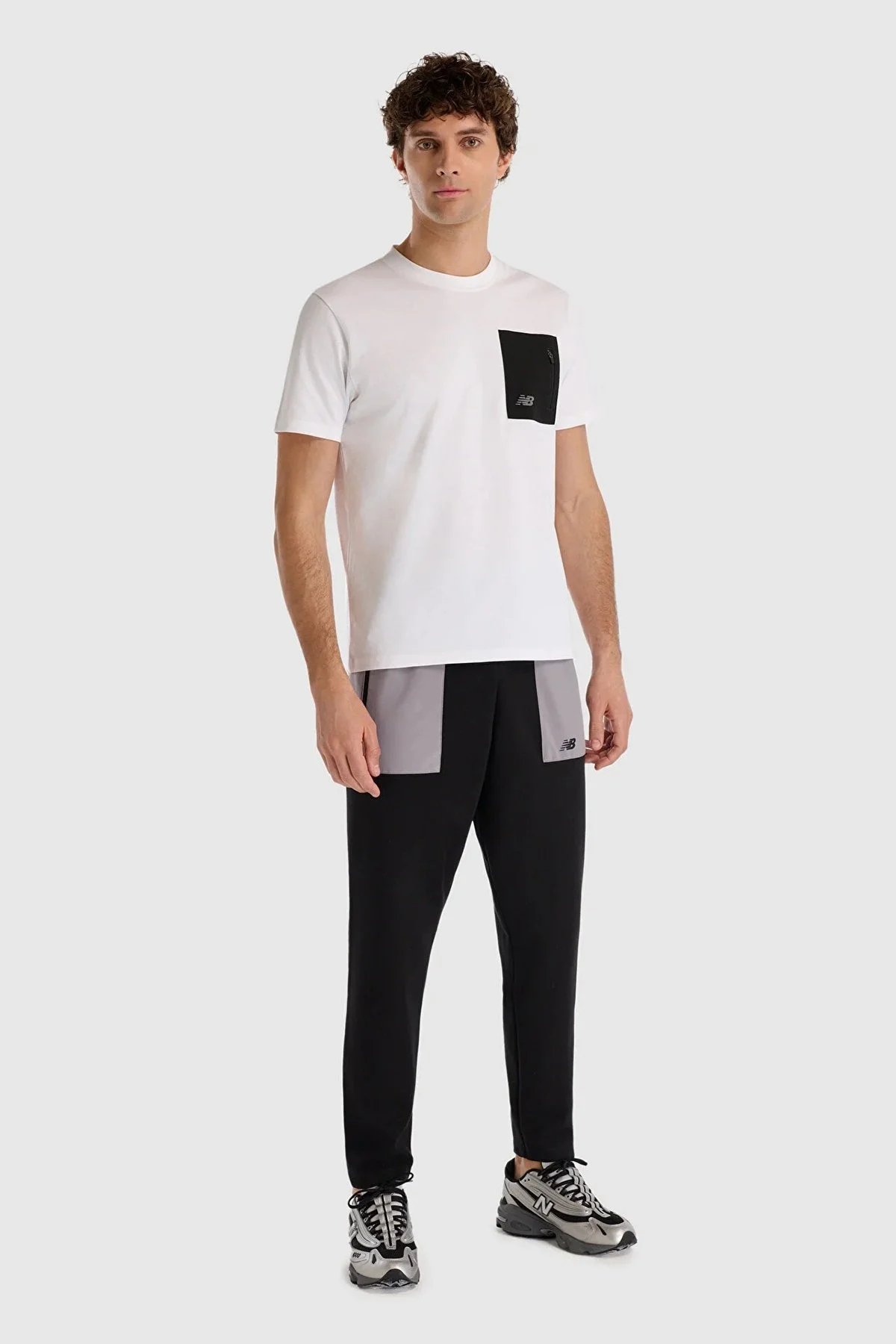 New Balance NB Lifestyle % 100 Pamuk Comfort Fit Cep Detaylı Erkek T Shirt MNT1516WT BEYAZ - 8