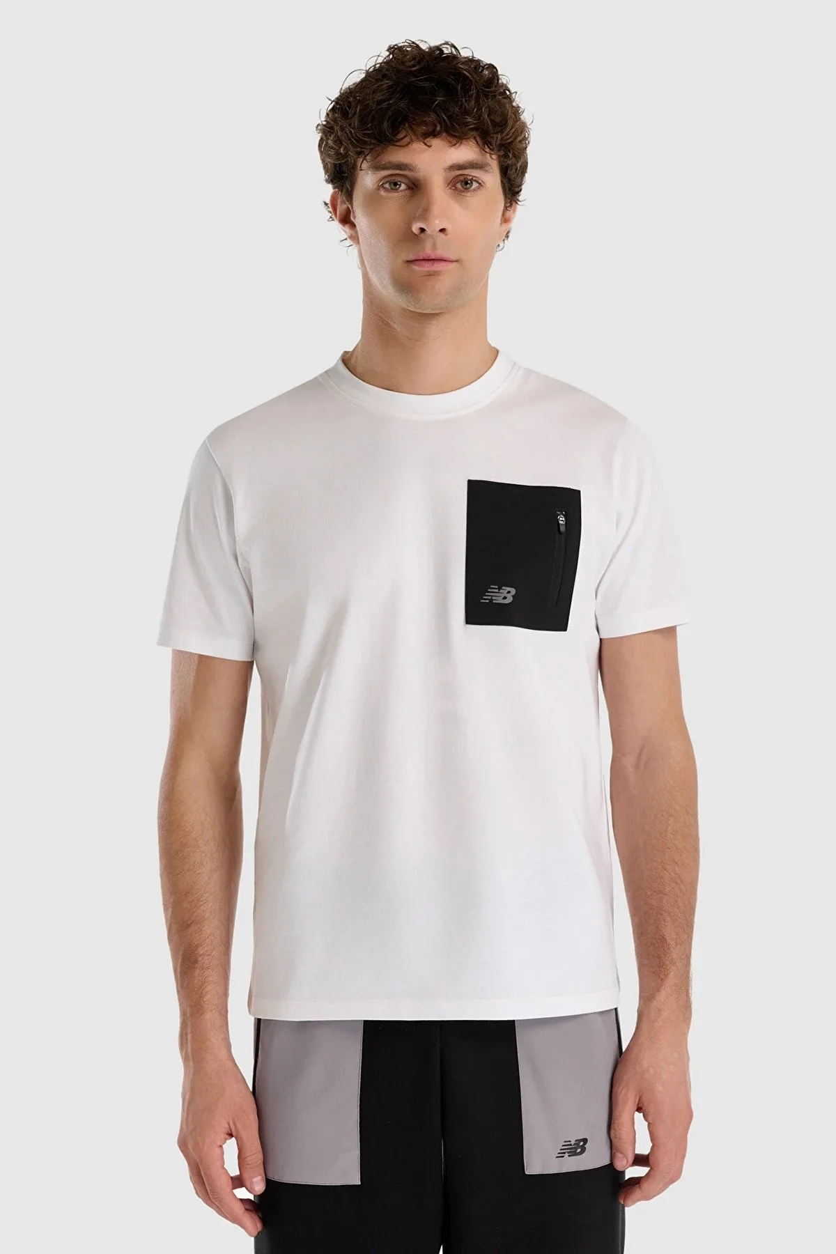 New Balance NB Lifestyle % 100 Pamuk Comfort Fit Cep Detaylı Erkek T Shirt MNT1516WT BEYAZ - 9