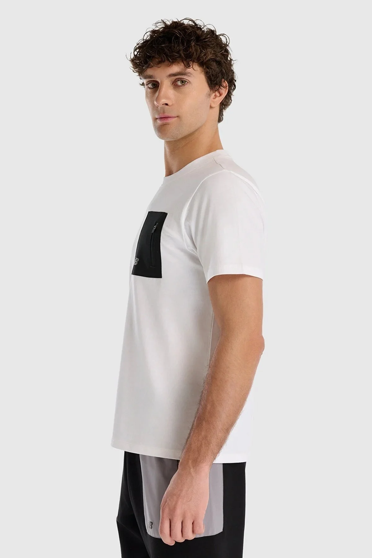 New Balance NB Lifestyle % 100 Pamuk Comfort Fit Cep Detaylı Erkek T Shirt MNT1516WT BEYAZ - 10