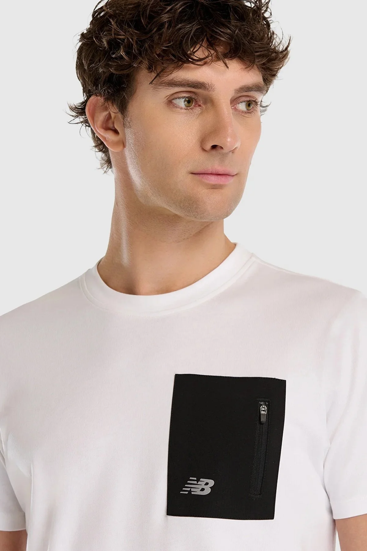 New Balance NB Lifestyle % 100 Pamuk Comfort Fit Cep Detaylı Erkek T Shirt MNT1516WT BEYAZ - 11