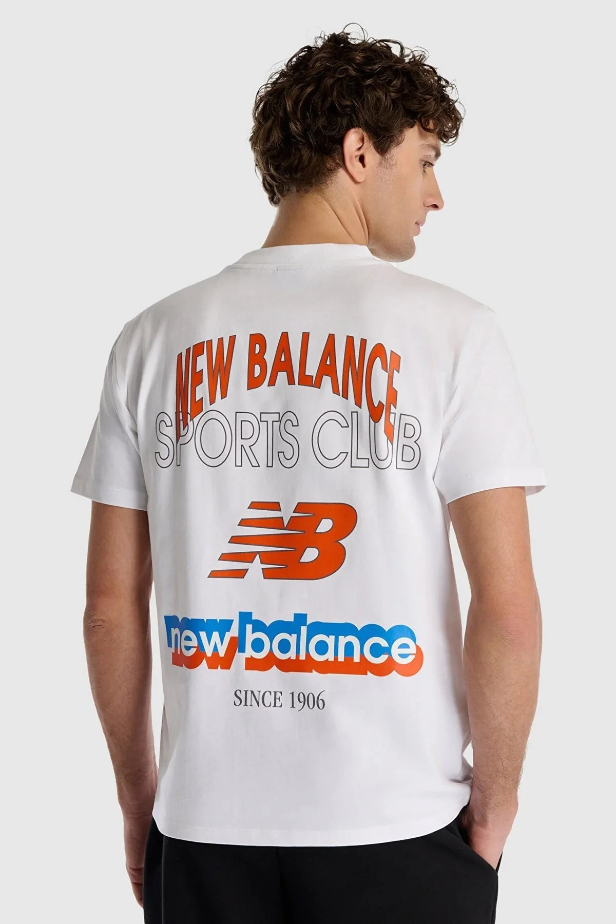 New Balance NB Lifestyle Pamuklu Comfort Fit Sırt Baskılı Erkek T Shirt MNT1533WT BEYAZ - 12
