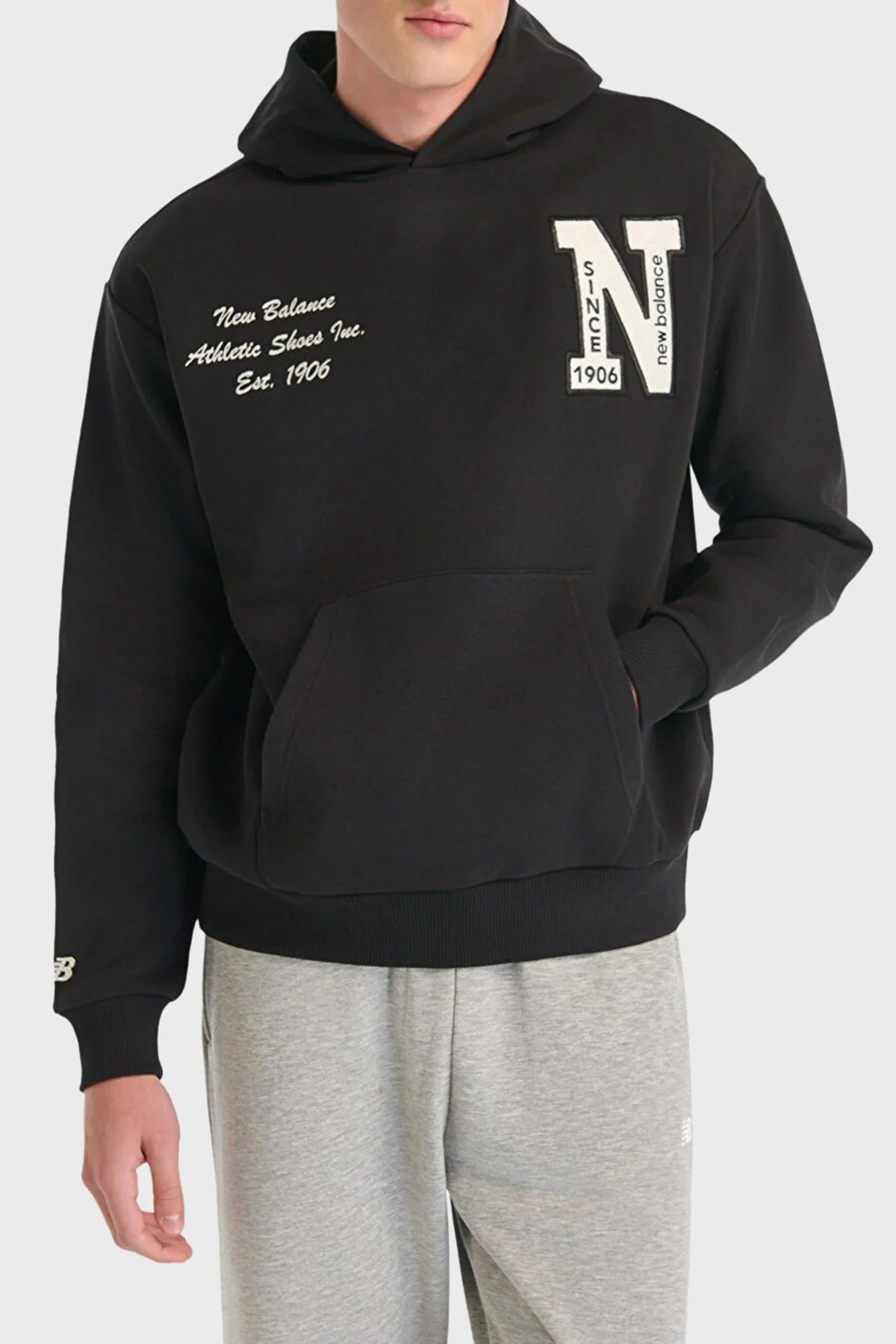 New Balance NB Lifestyle Pamuklu Oversize Fit Logolu Kapüşonlu Unisex Sweat 0UNH3534BK SİYAH - 2