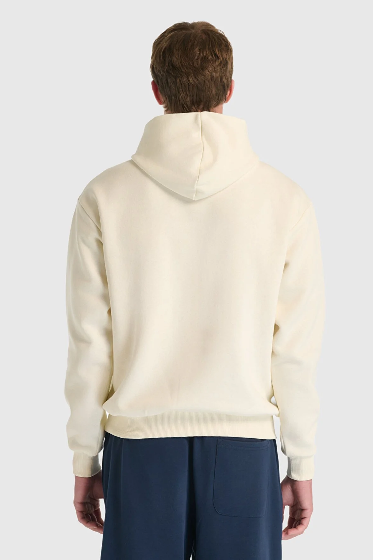 New Balance NB Lifestyle Pamuklu Oversize Logolu Kapüşonlu Unisex Sweat 0UNH3534SST BEJ - 3