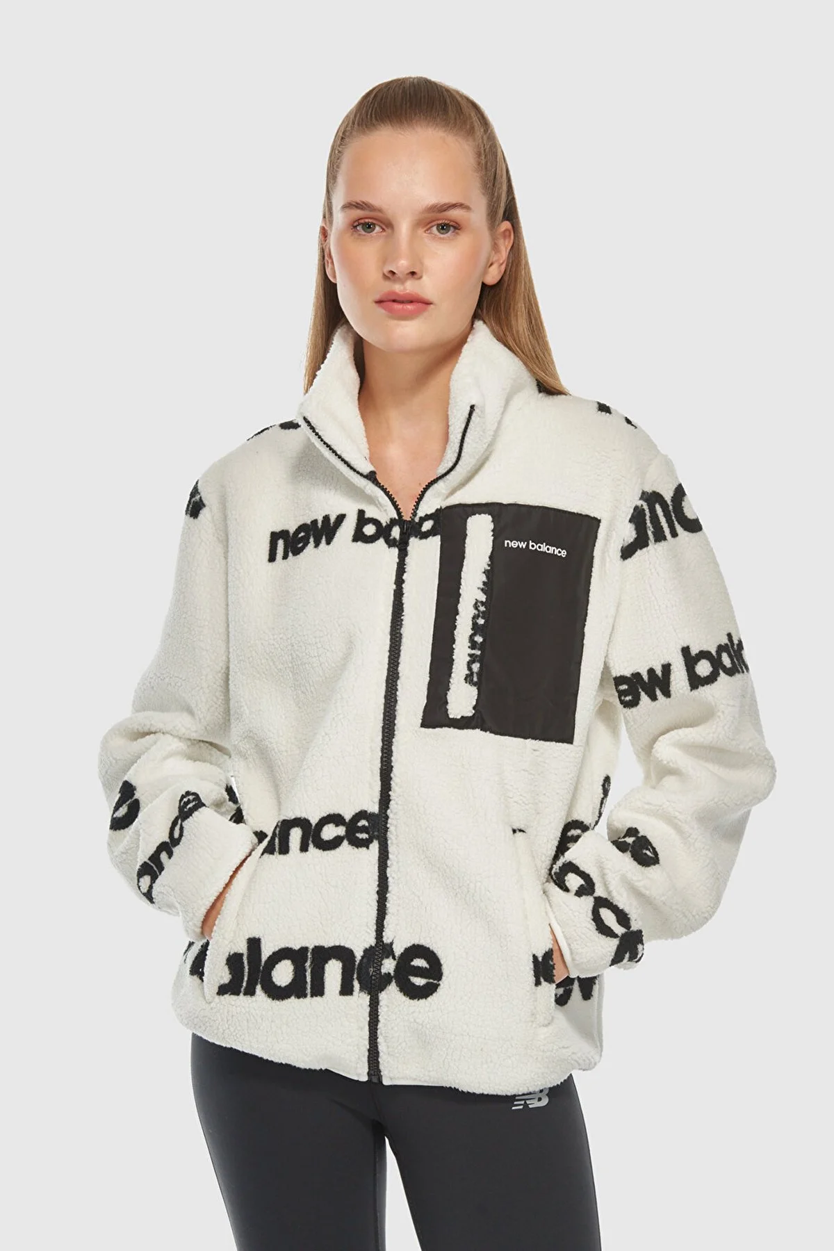 New Balance NB Lifestyle Regular Fit Logolu Dik Yaka Unisex Sweat 0UNC3358WT BEYAZ - 1