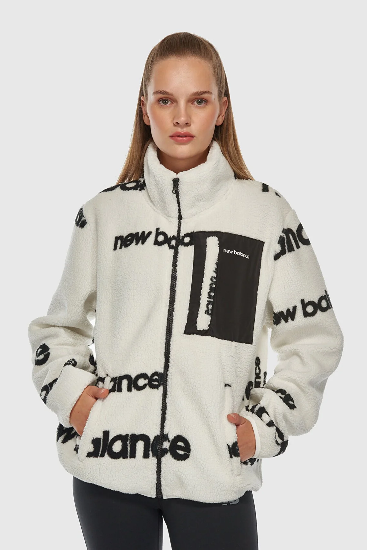 New Balance NB Lifestyle Regular Fit Logolu Dik Yaka Unisex Sweat 0UNC3358WT BEYAZ - 3