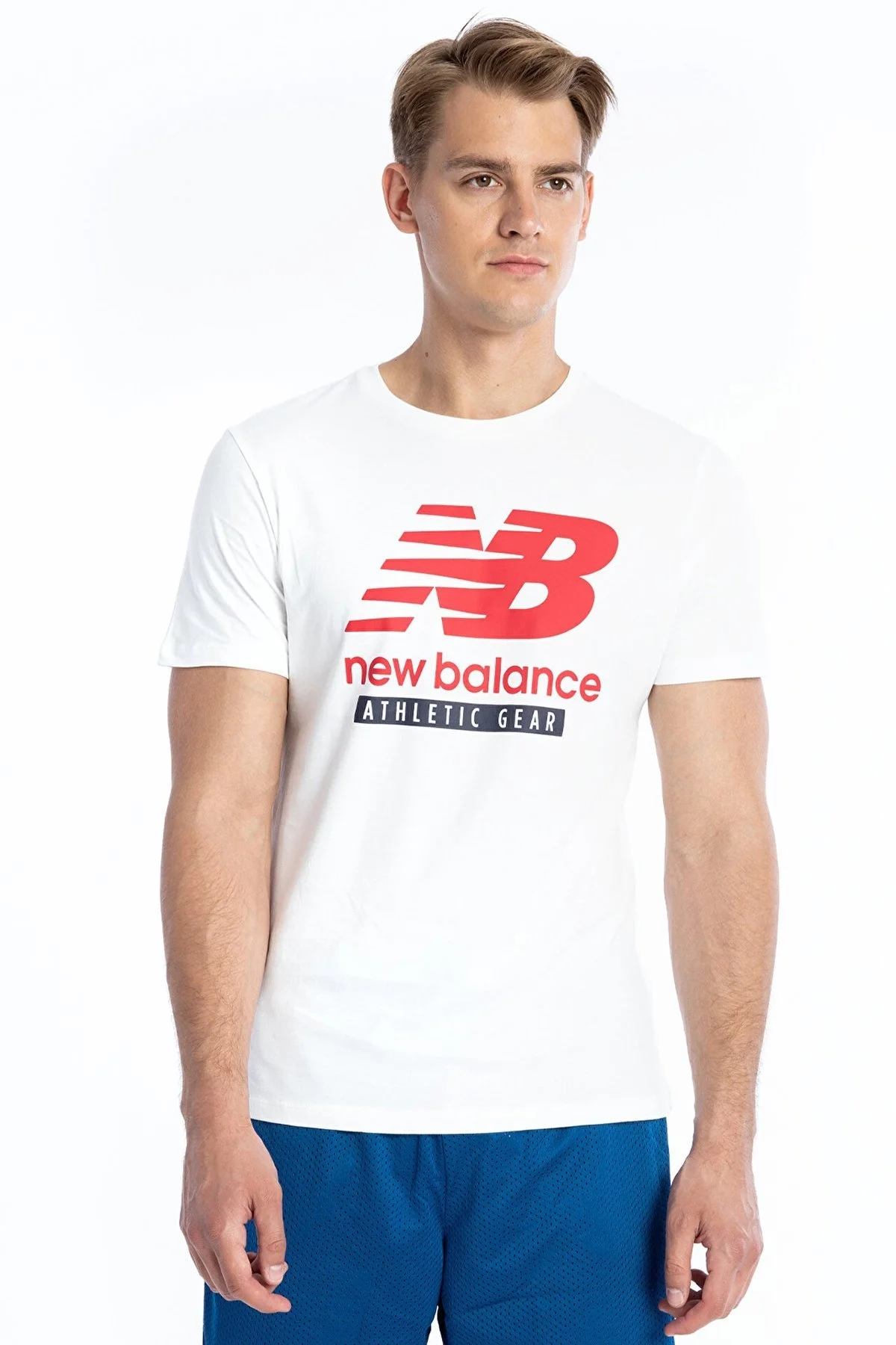 New Balance NB Mens Lifestyle Erkek T Shirt MNT1205 WT BEYAZ - 1