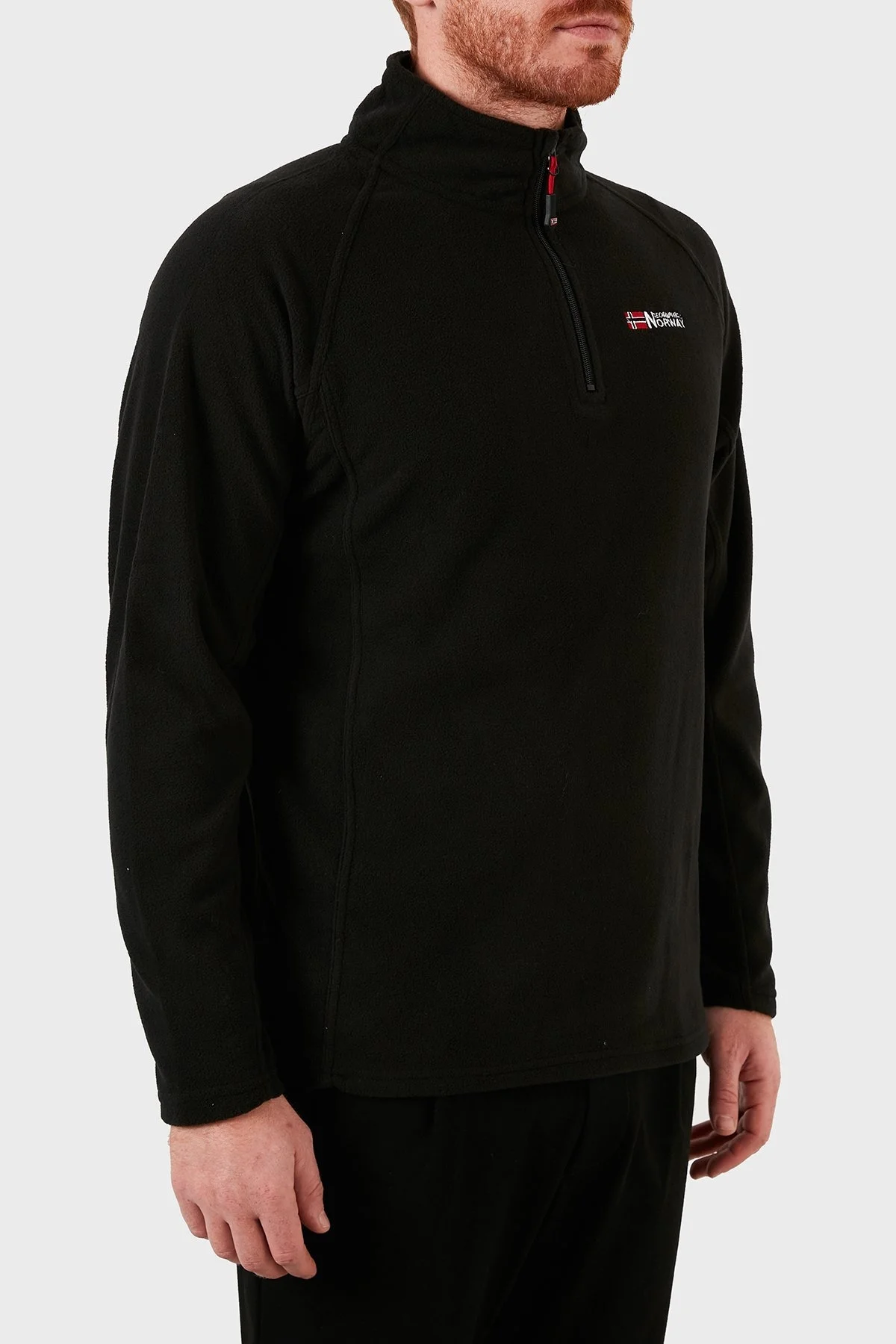 Norway Geographical Yumuşak Dokulu Dik Yaka Yarım Fermuarlı Outdoor Erkek Polar TUGASSOR SİYAH - 4