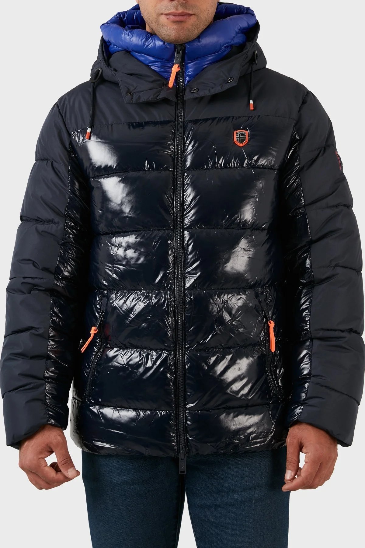 Norway Geographical Fermuarlı Kapüşonlu Şişme Erkek Mont ADVENTOR LACİVERT - 1